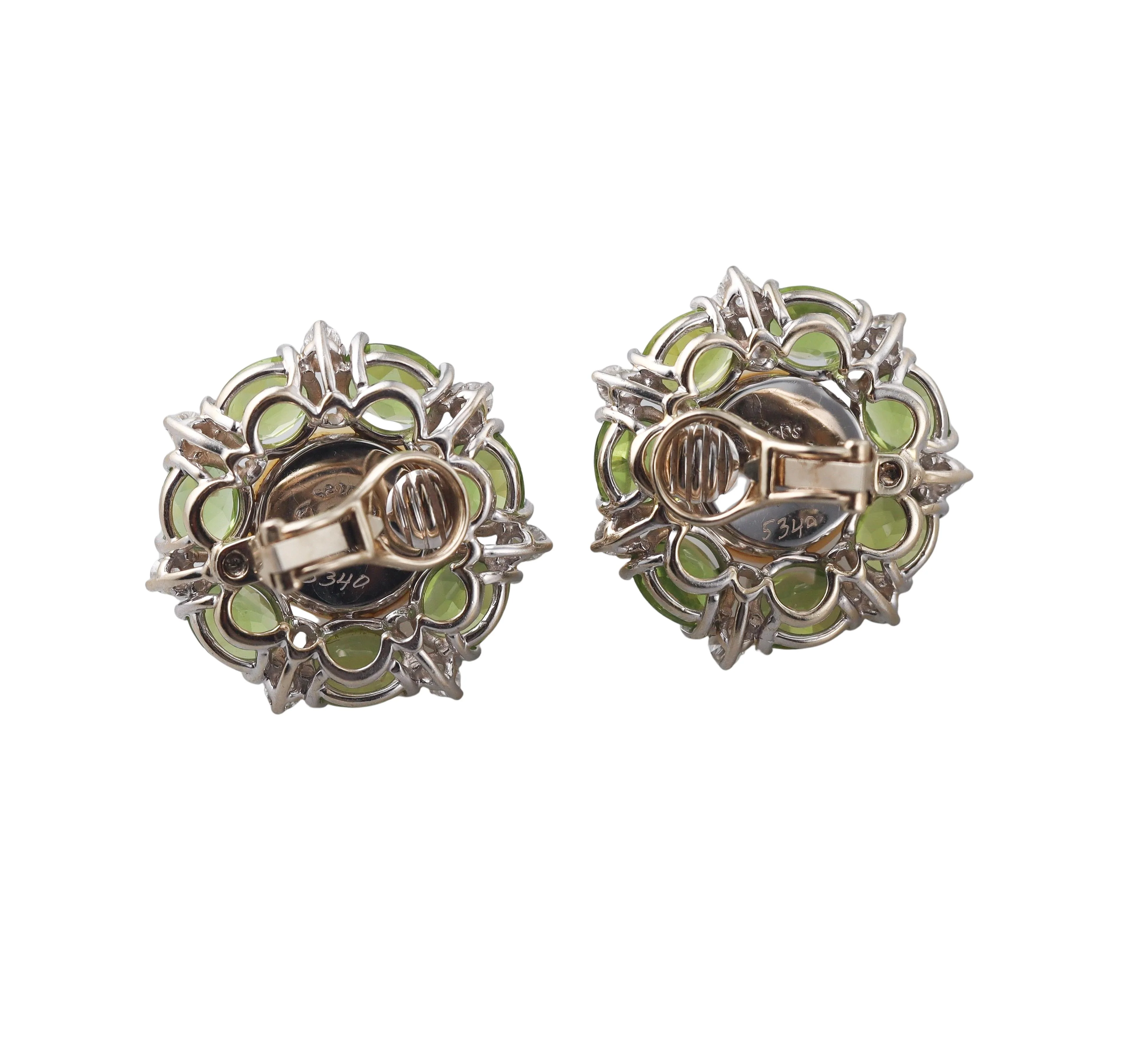 Seaman Schepps Peridot Diamond Mabe Pearl Gold Earrings