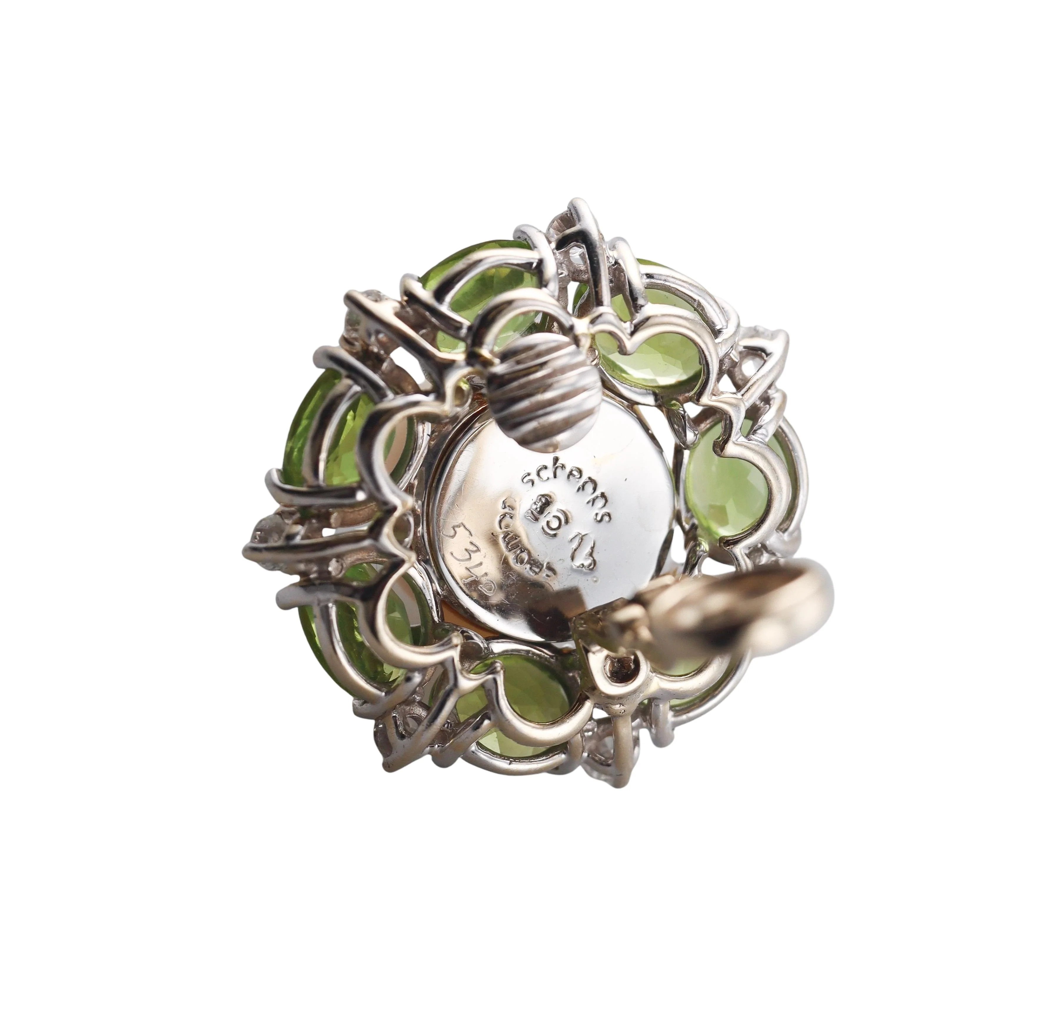 Seaman Schepps Peridot Diamond Mabe Pearl Gold Earrings