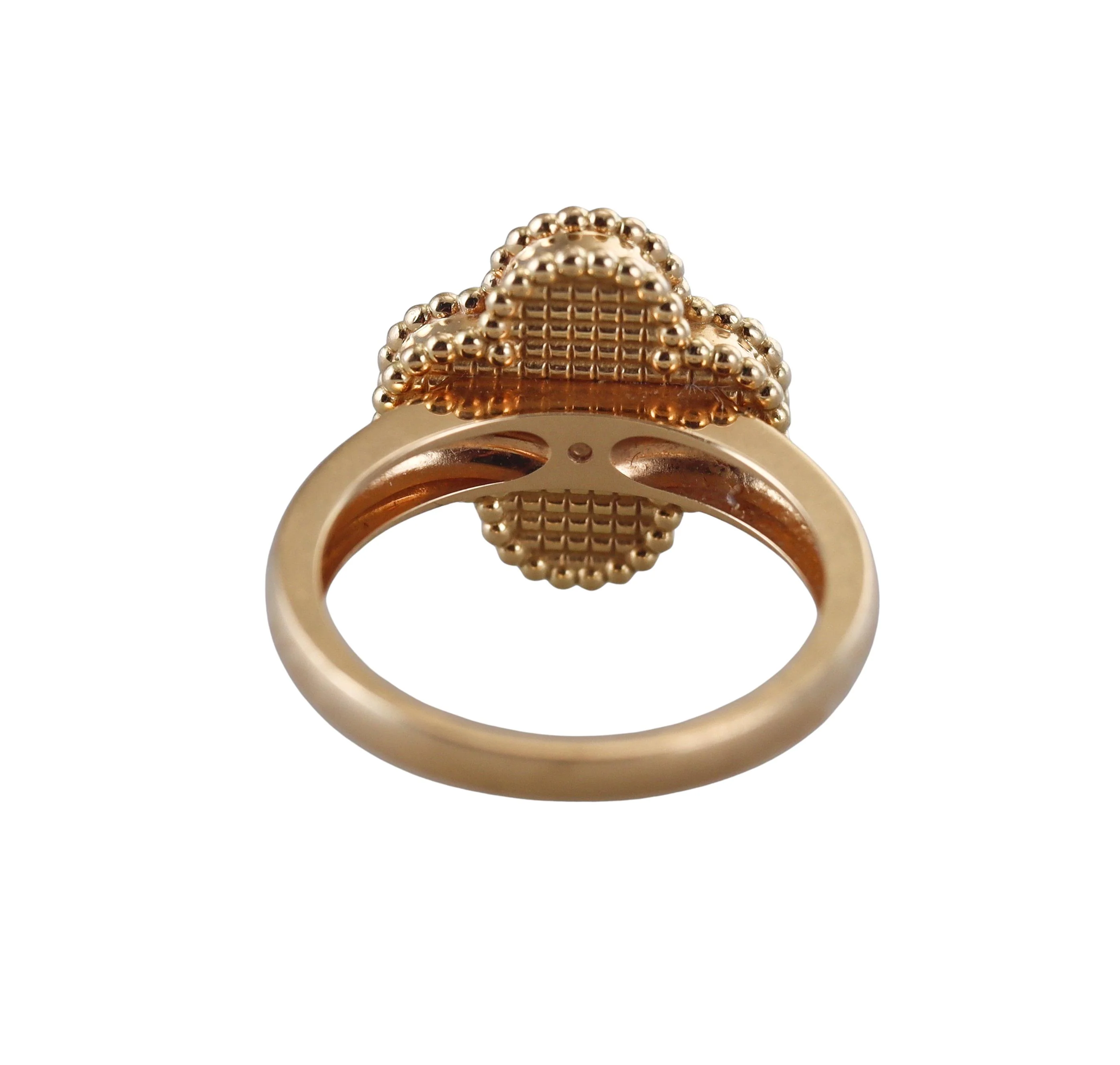 Van Cleef  Arpels Vintage Alhambra Malachite Diamond Gold Ring