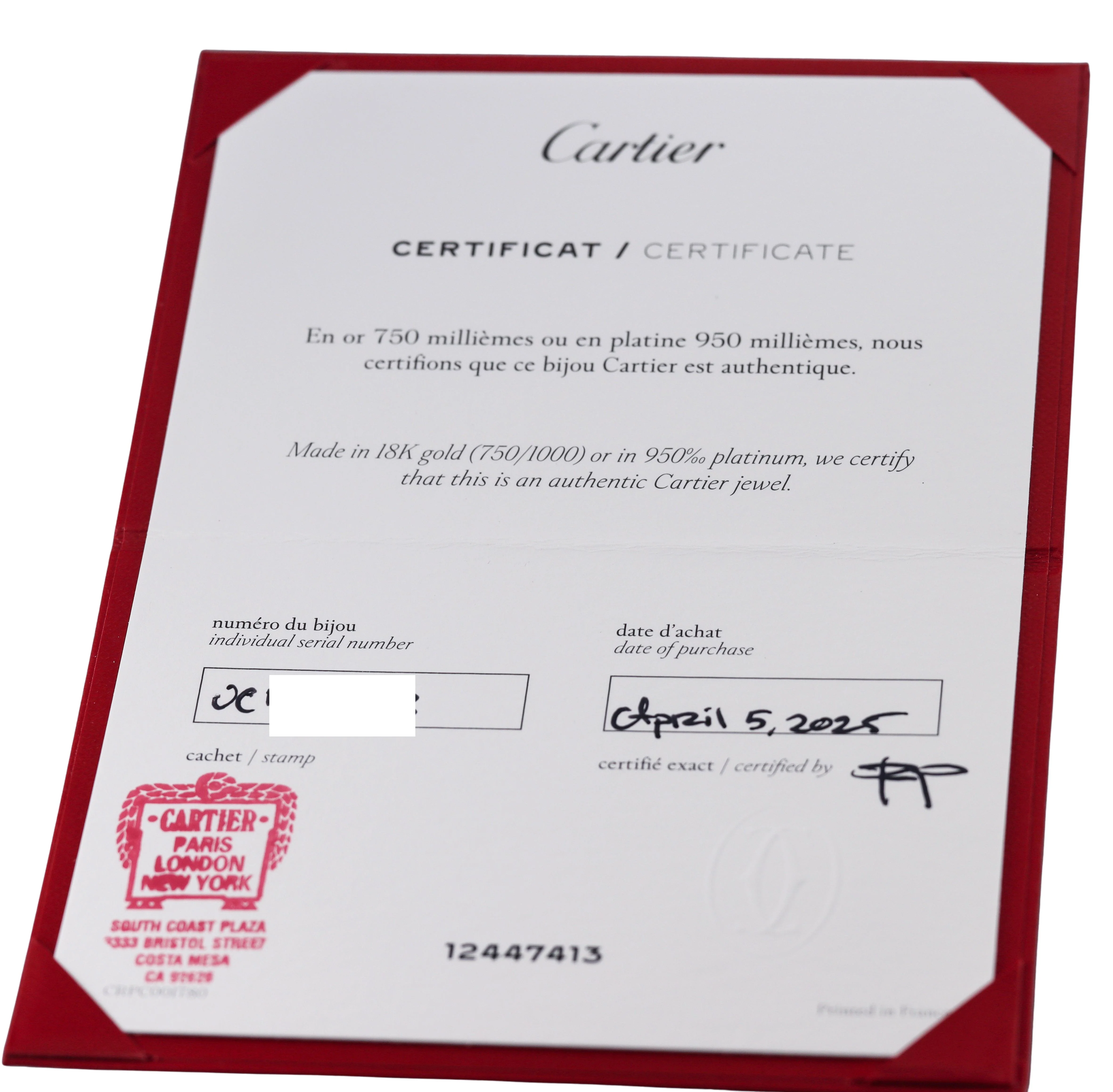 Cartier Juste Un Clou Diamond White Gold Bracelet Size 18