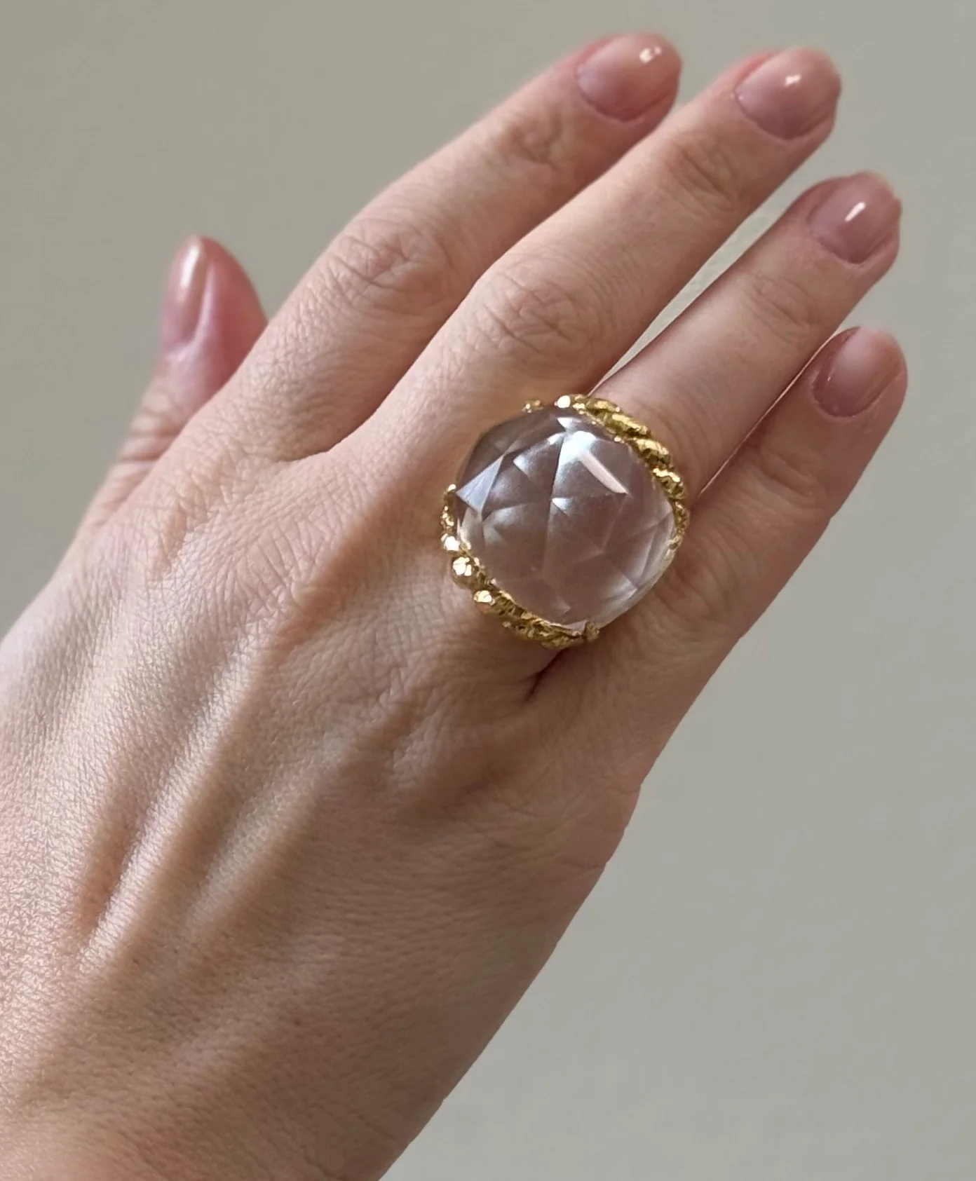 David Webb Crystal Gold Iceberg Ring