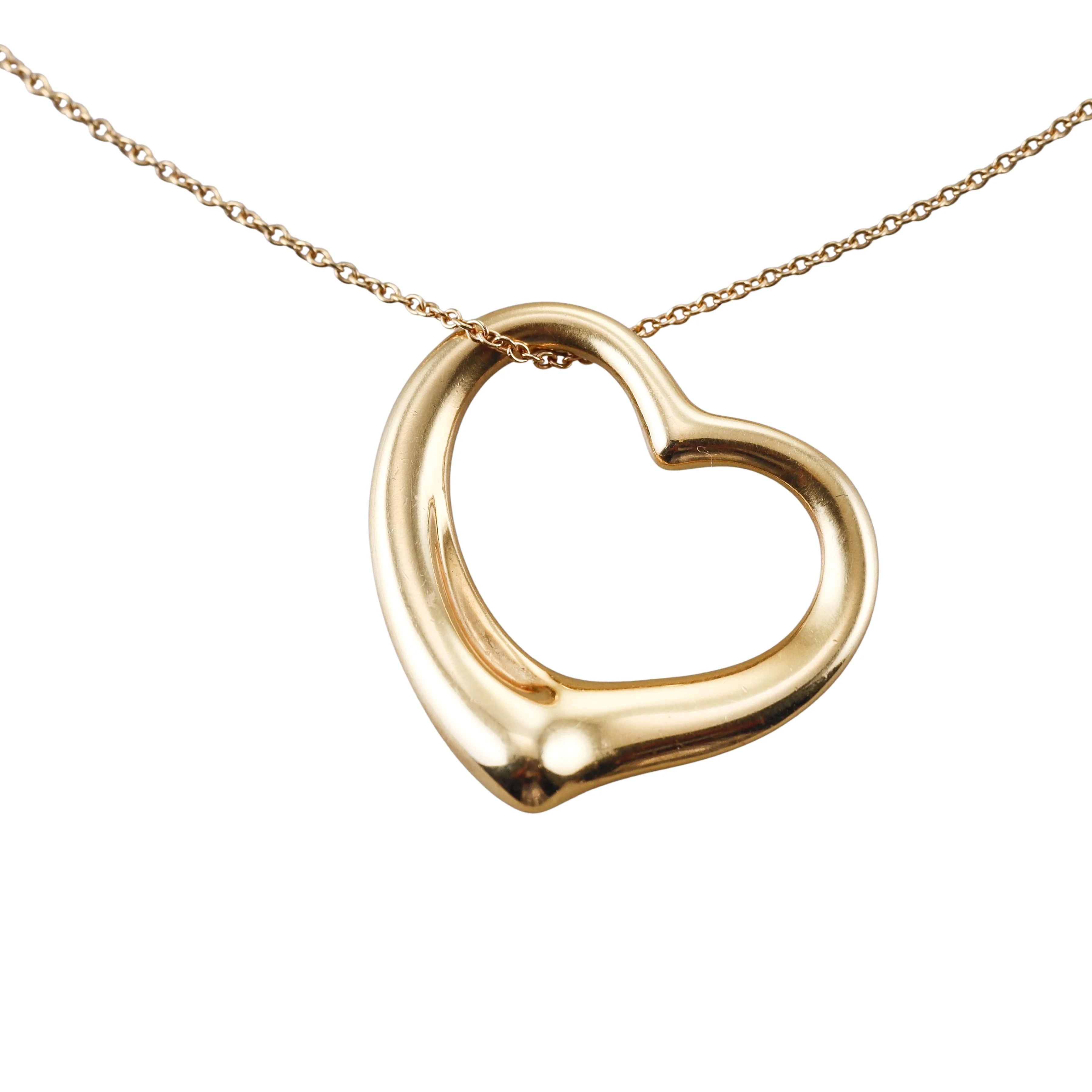 Tiffany Co Elsa Peretti Open Heart Gold Pendant Necklace