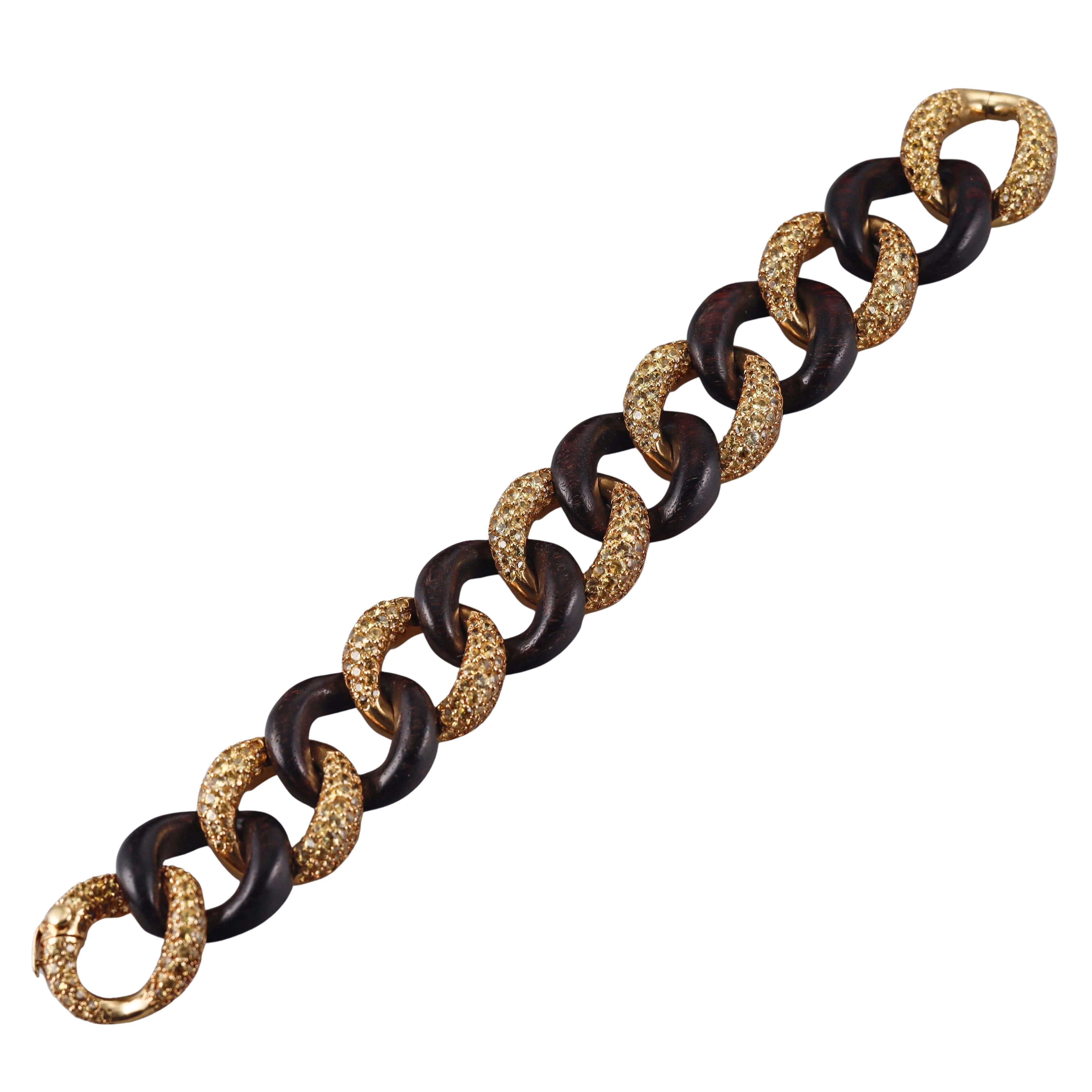 Seaman Schepps Yellow Sapphire Wood Gold Medium Link Bracelet
