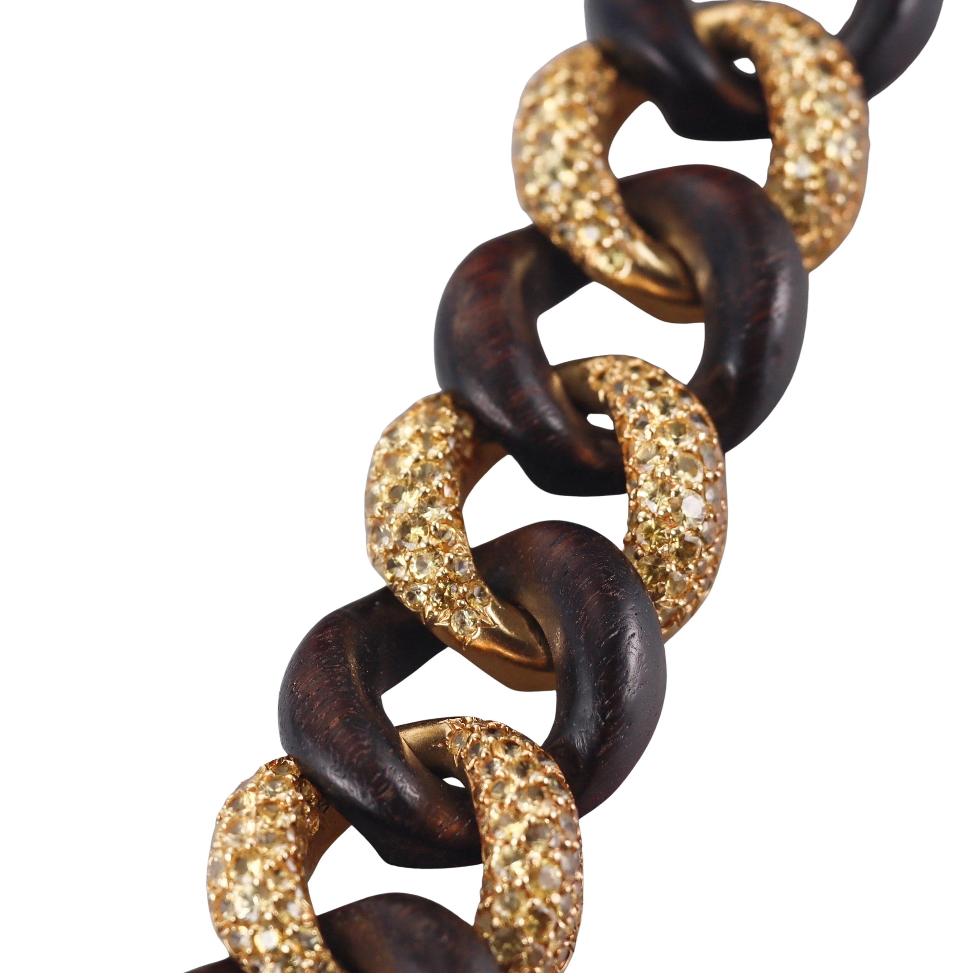 Seaman Schepps Yellow Sapphire Wood Gold Medium Link Bracelet