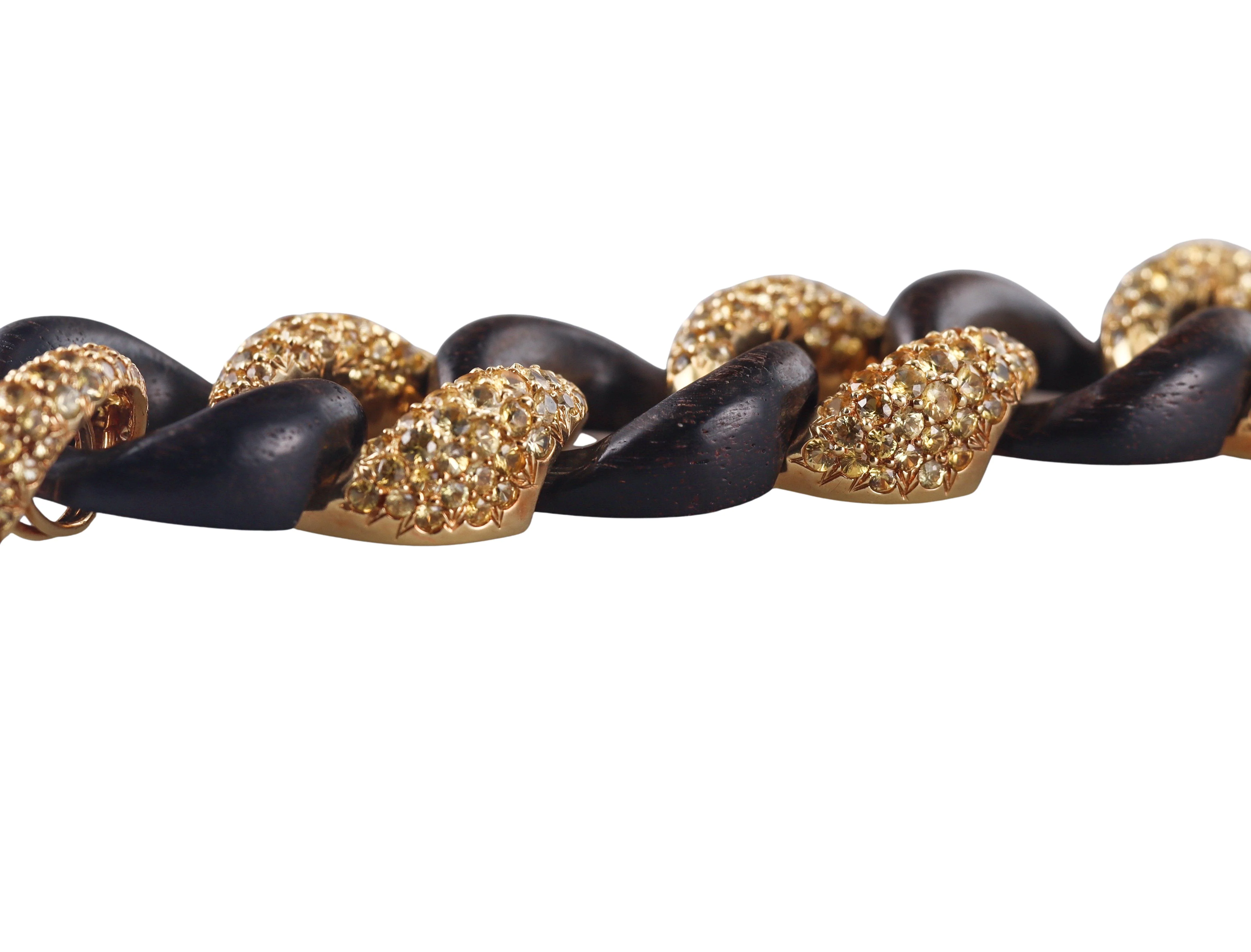 Seaman Schepps Yellow Sapphire Wood Gold Medium Link Bracelet
