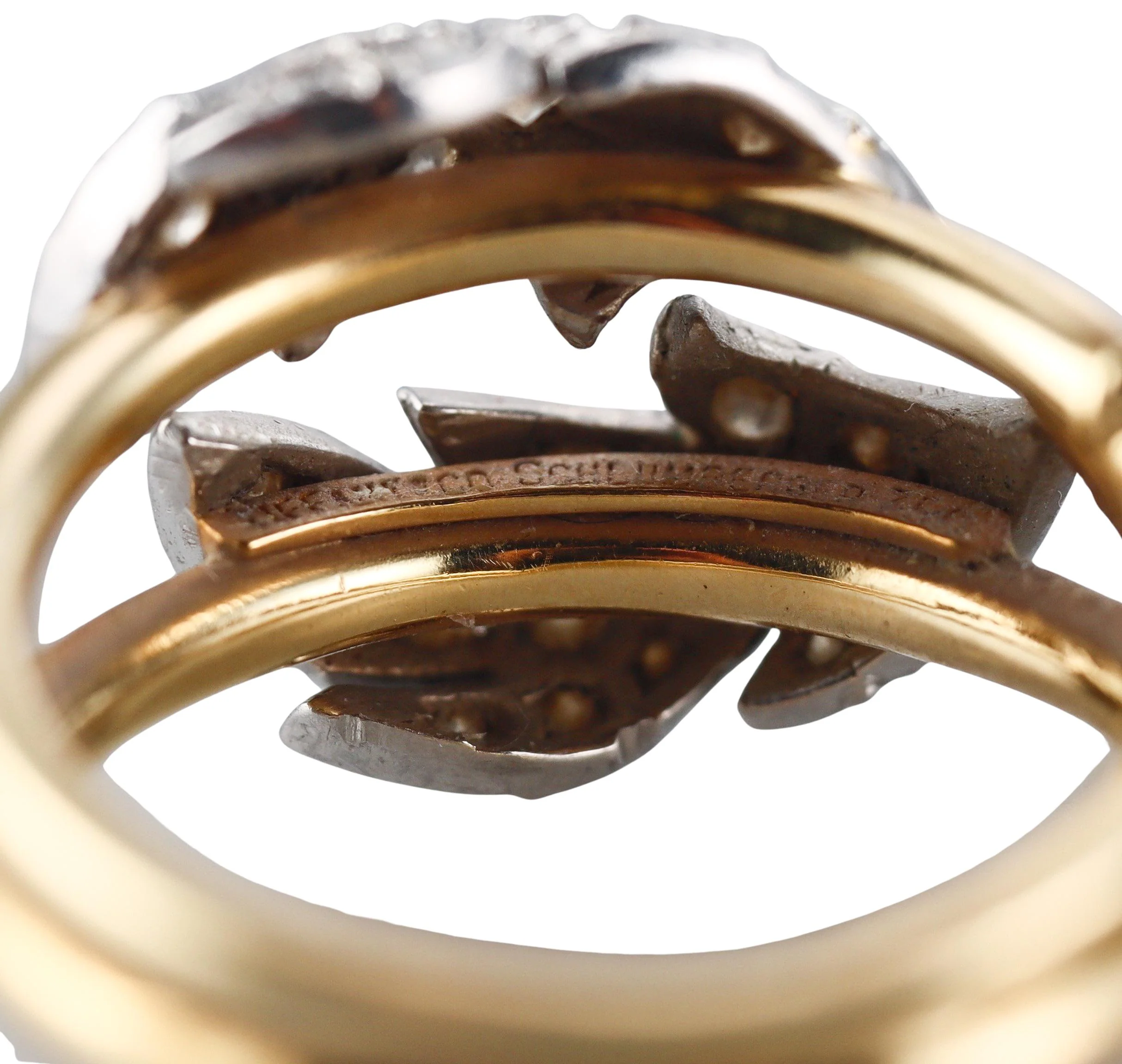 Tiffany Co Schlumberger Two Leaves Diamond Gold Platinum Ring