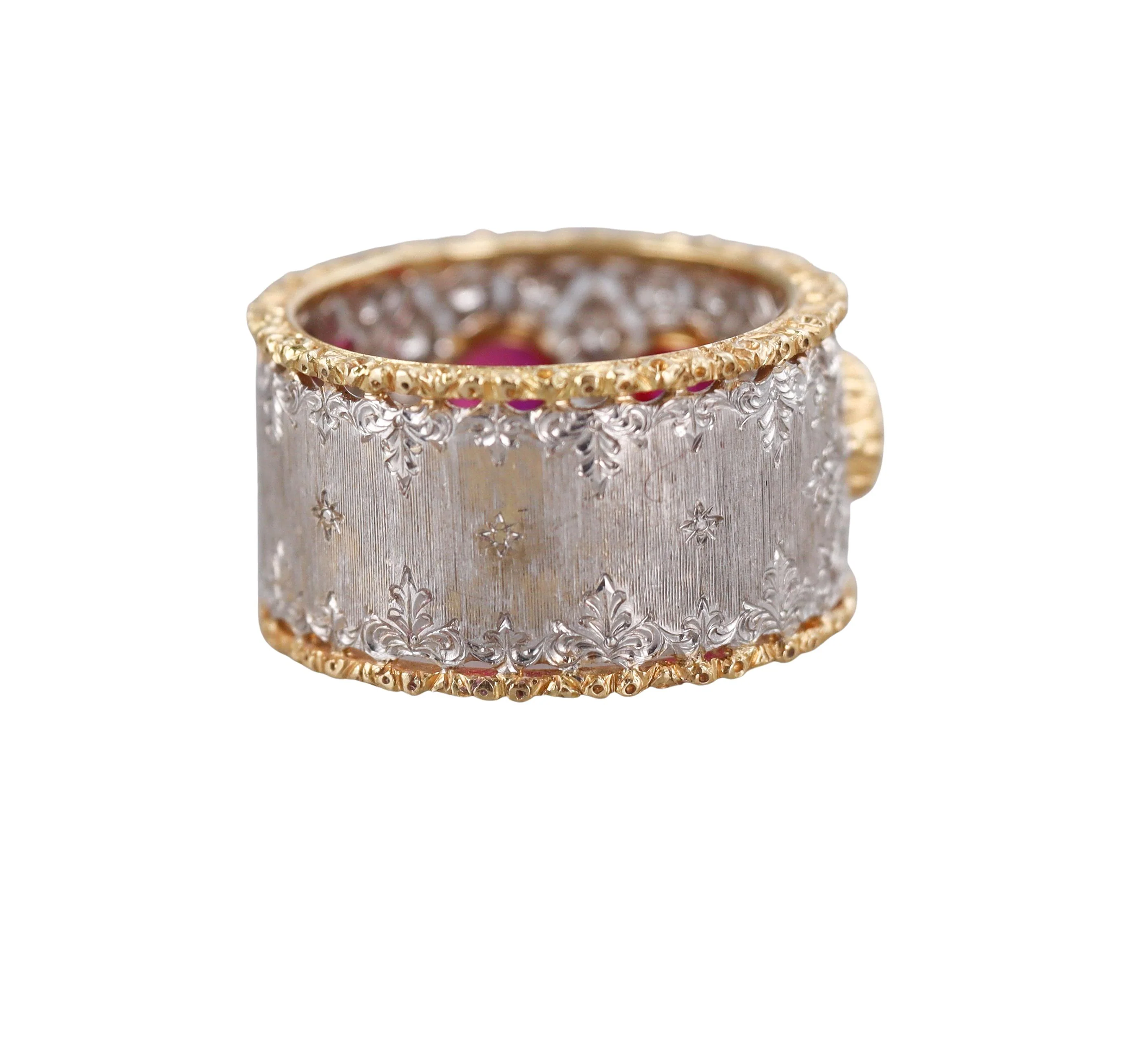Buccellati Ruby Diamond Gold Band Ring