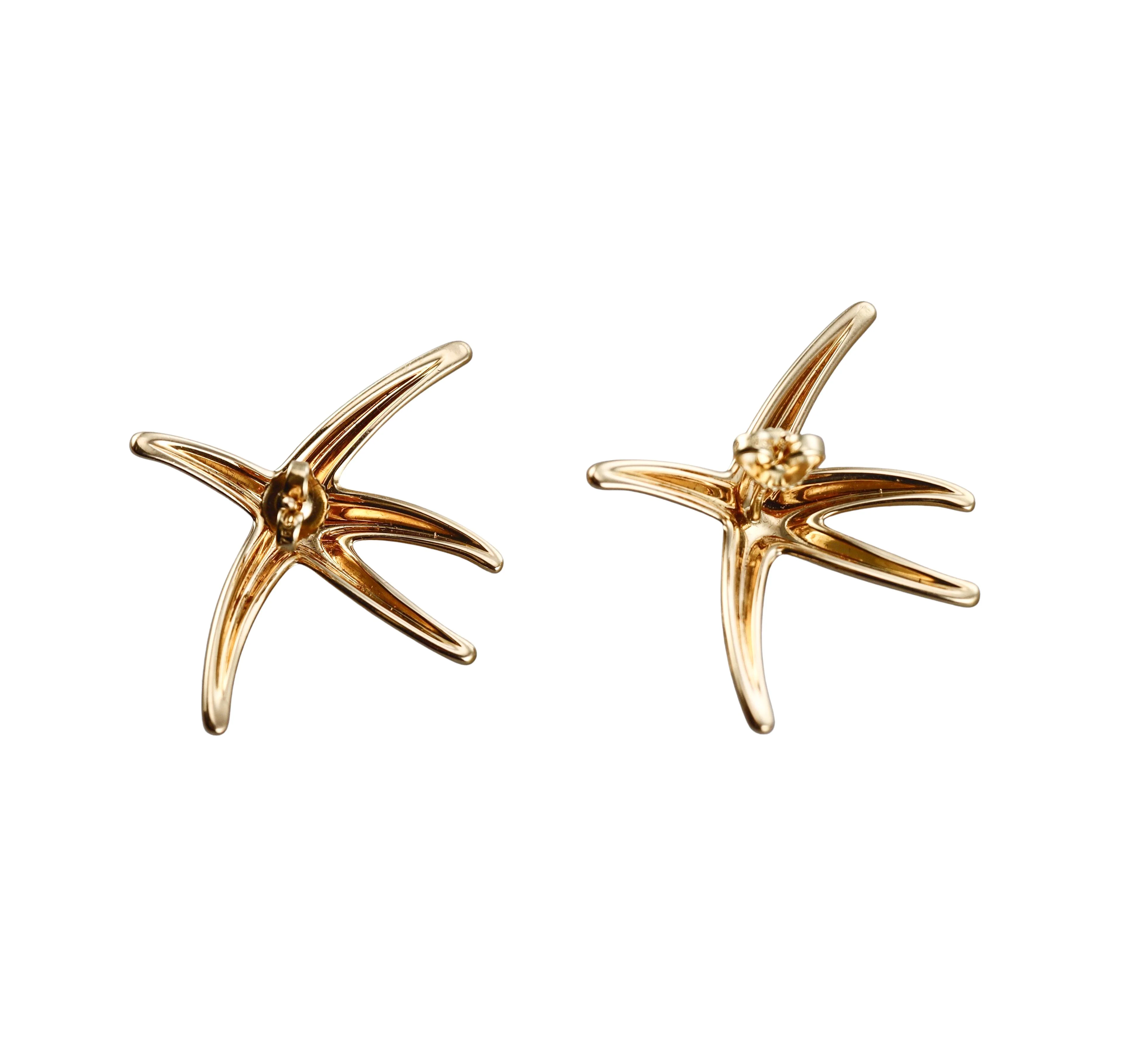 Tiffany Co Elsa Peretti Gold Starfish Earrings
