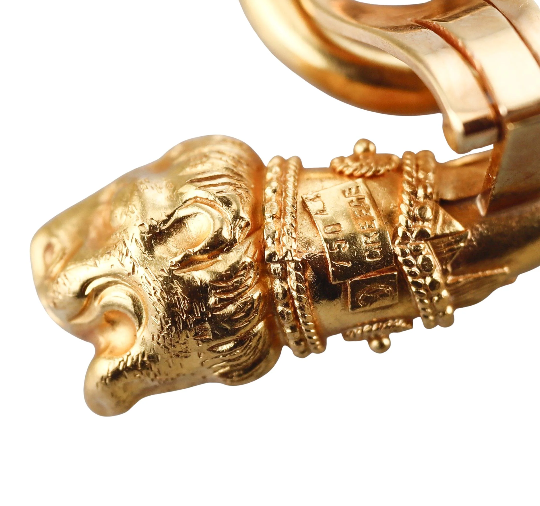 Lalaounis Greece Chimera Swirl Gold Earrings
