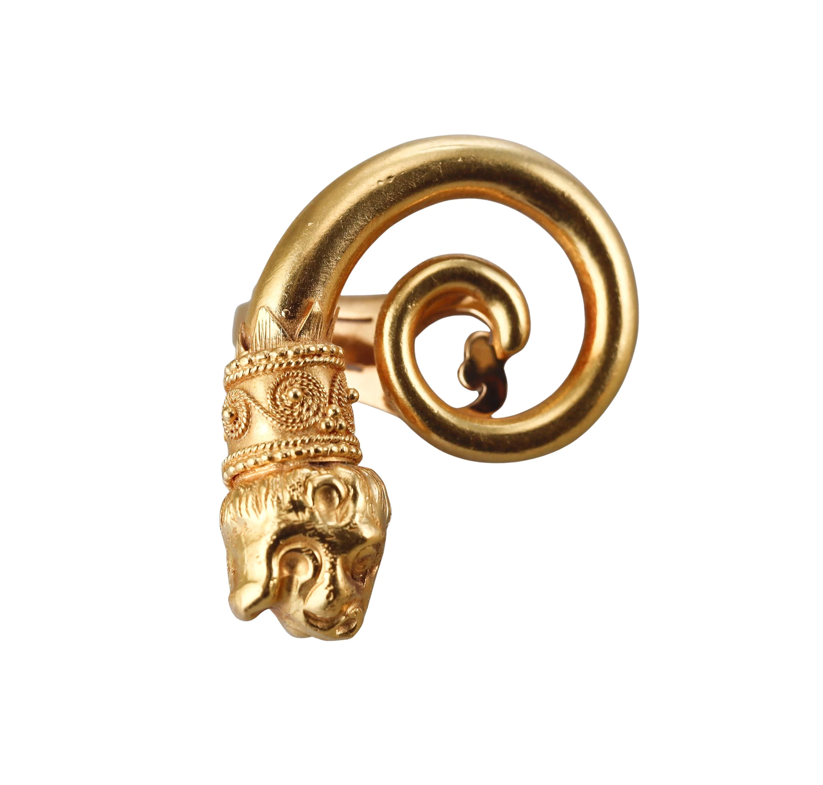 Lalaounis Greece Chimera Swirl Gold Earrings
