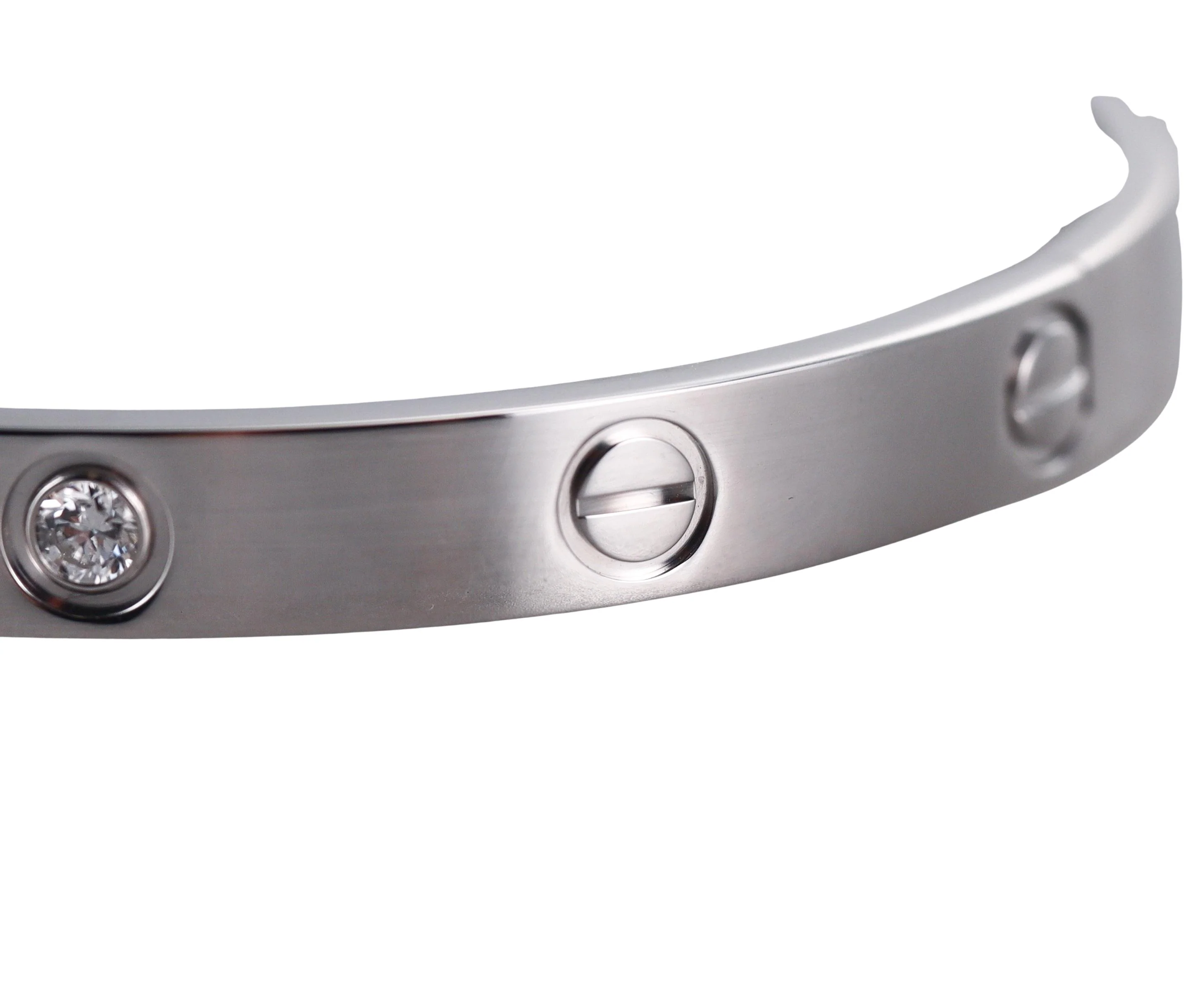 Cartier Love 4 Diamonds White Gold Classic Model Bracelet Size 17