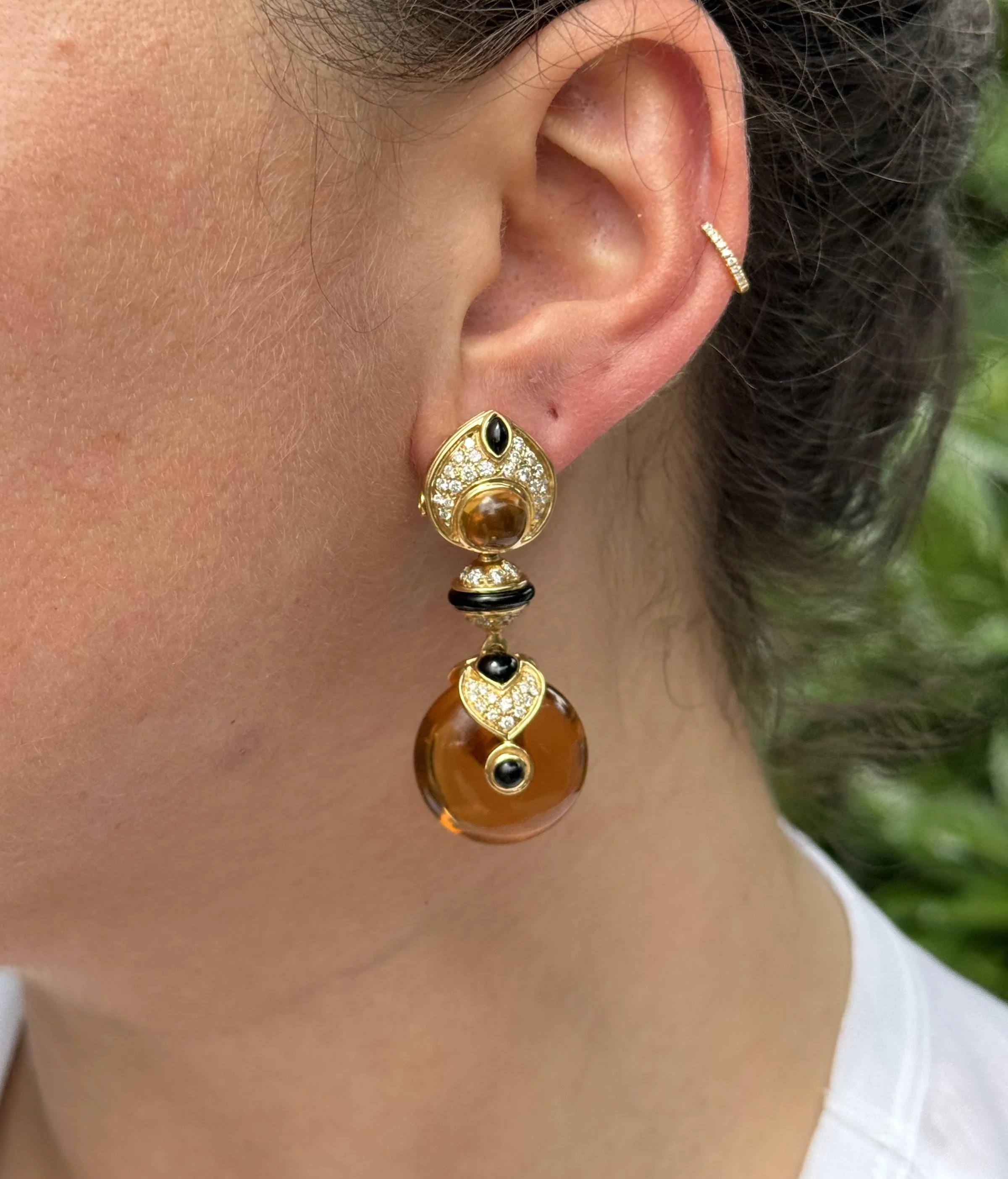 Marina B Diamond Onyx Diamond Gold Night Day Earrings