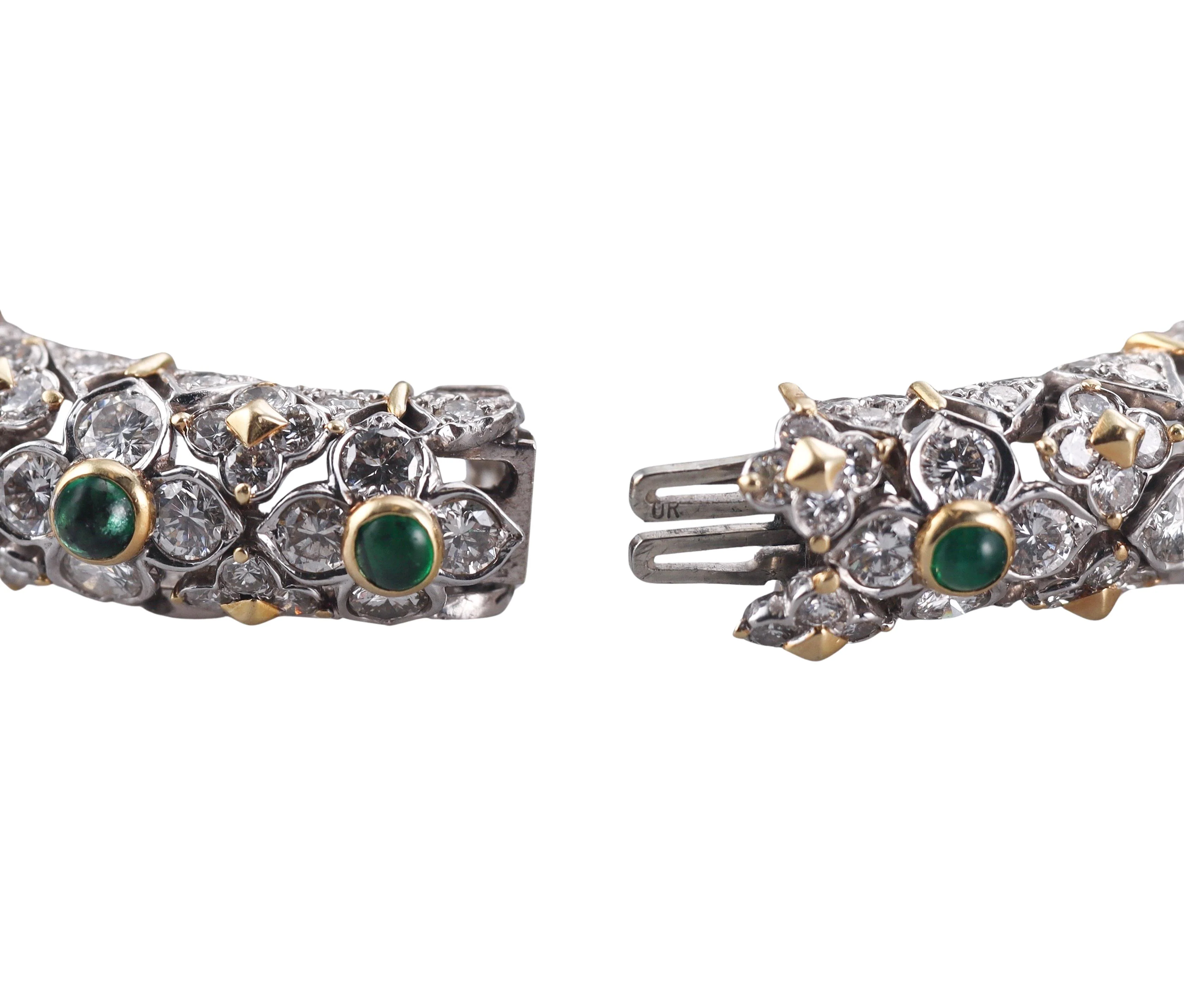 David Webb 27 Carat Diamond Emerald Pearl Gold Platinum Panther Bracelet Watch