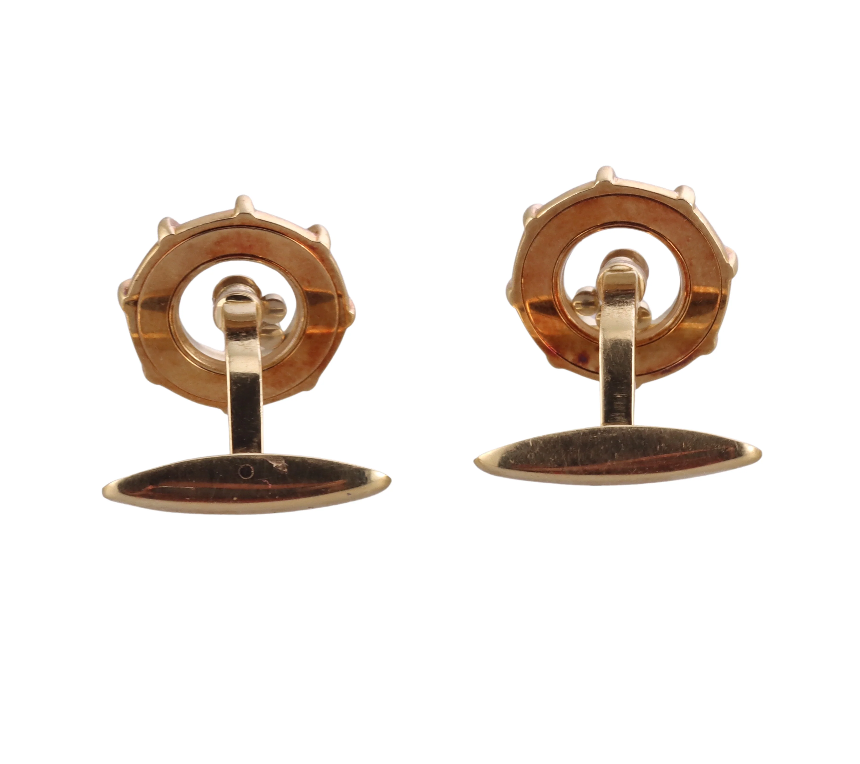 Chopard Happy Diamonds Gold Hematite Ships Wheel Cufflinks