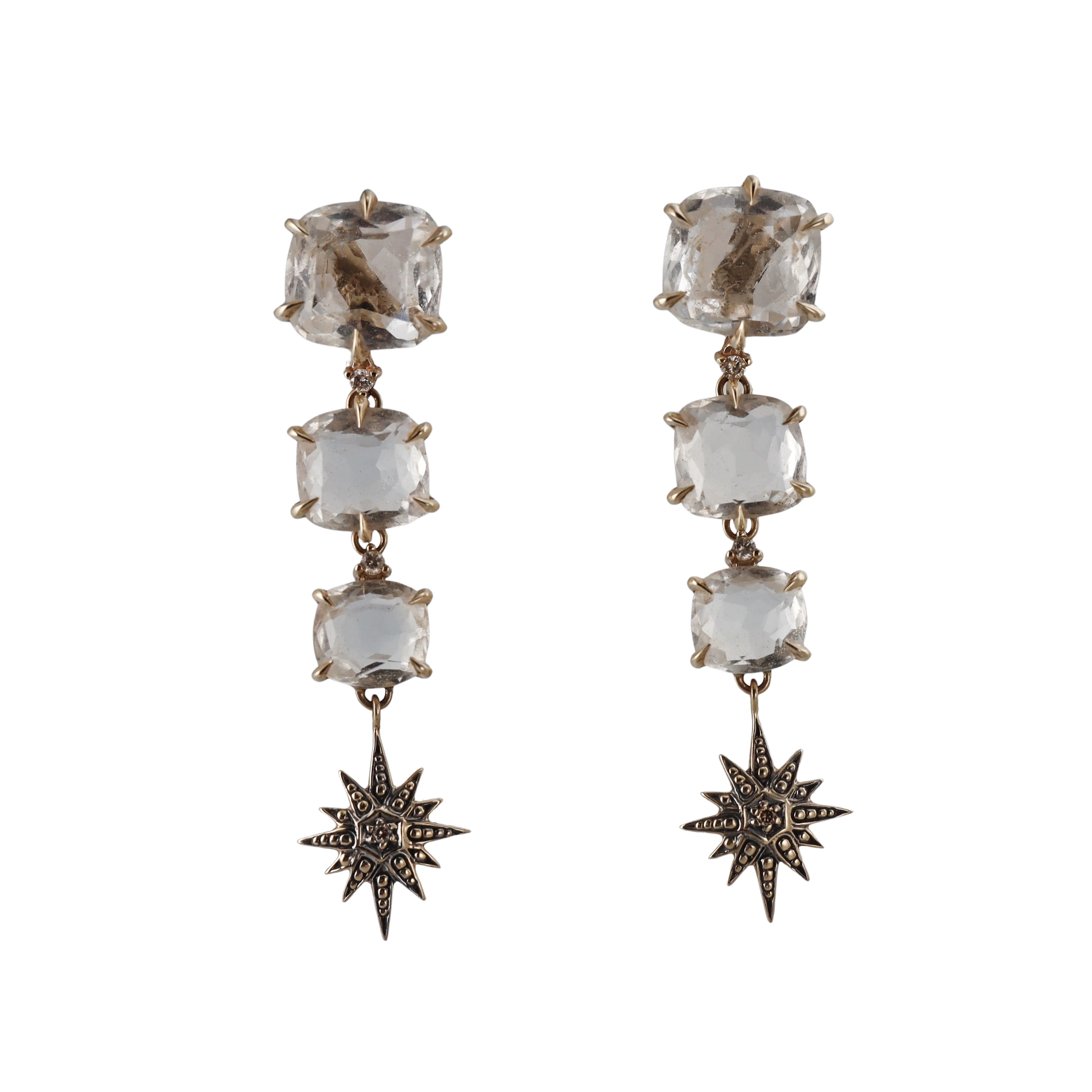 H. Stern Moonlight Noble Gold Diamond Crystal Drop Earrings