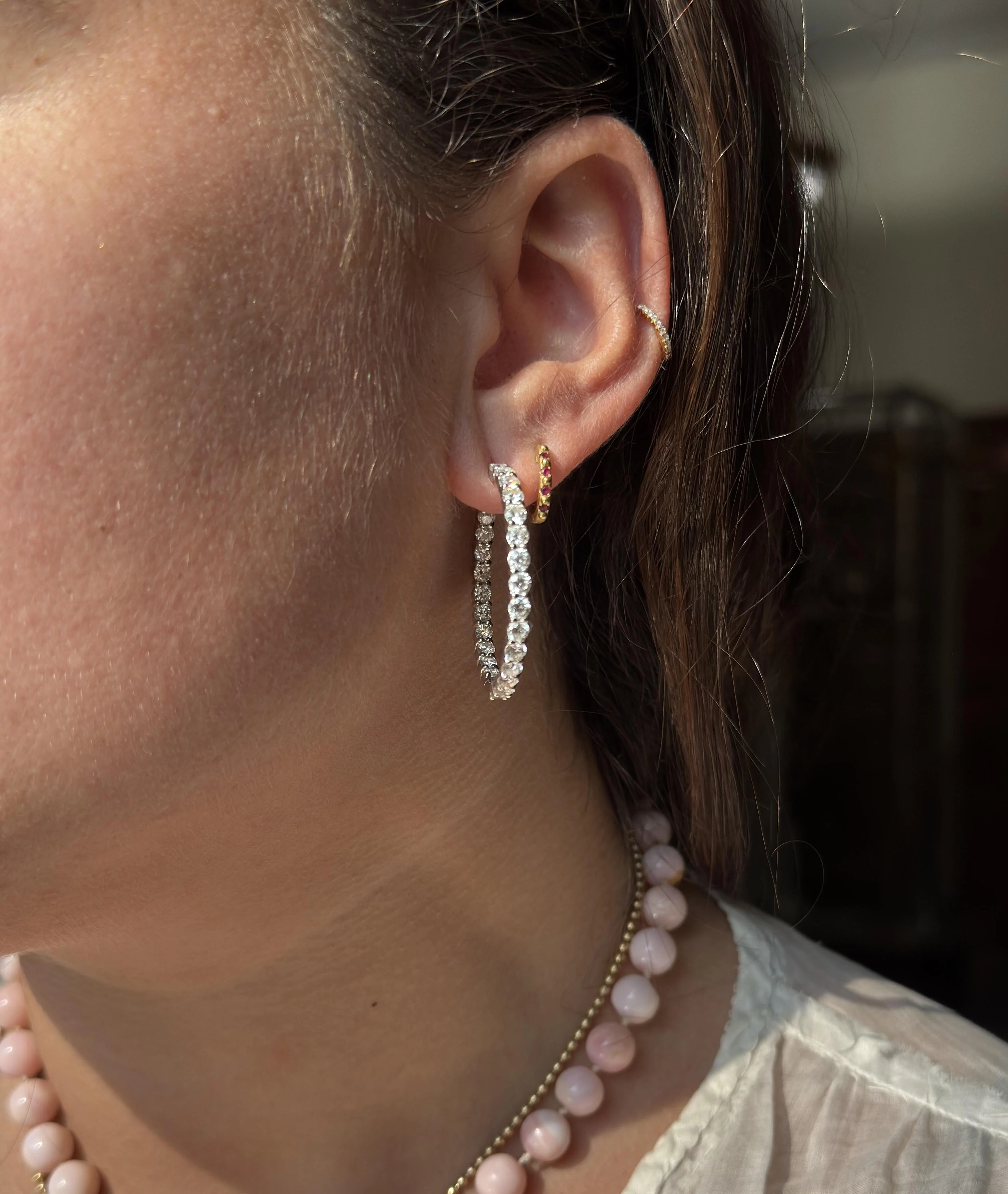 Roberto Coin Gold The Perfect Diamond Hoop Earrings