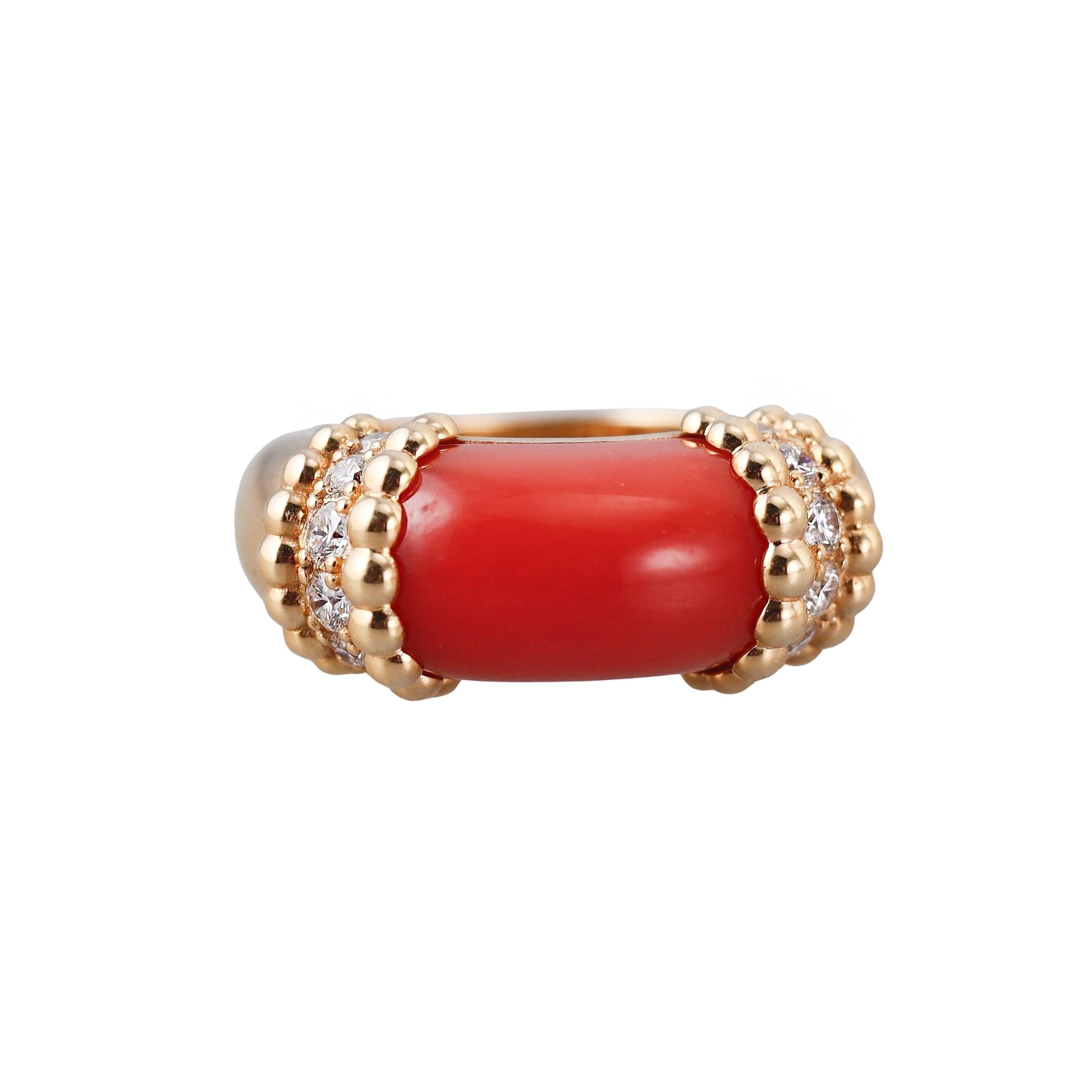Van Cleef  Arpels Perlee Couleurs Coral Diamond Ring