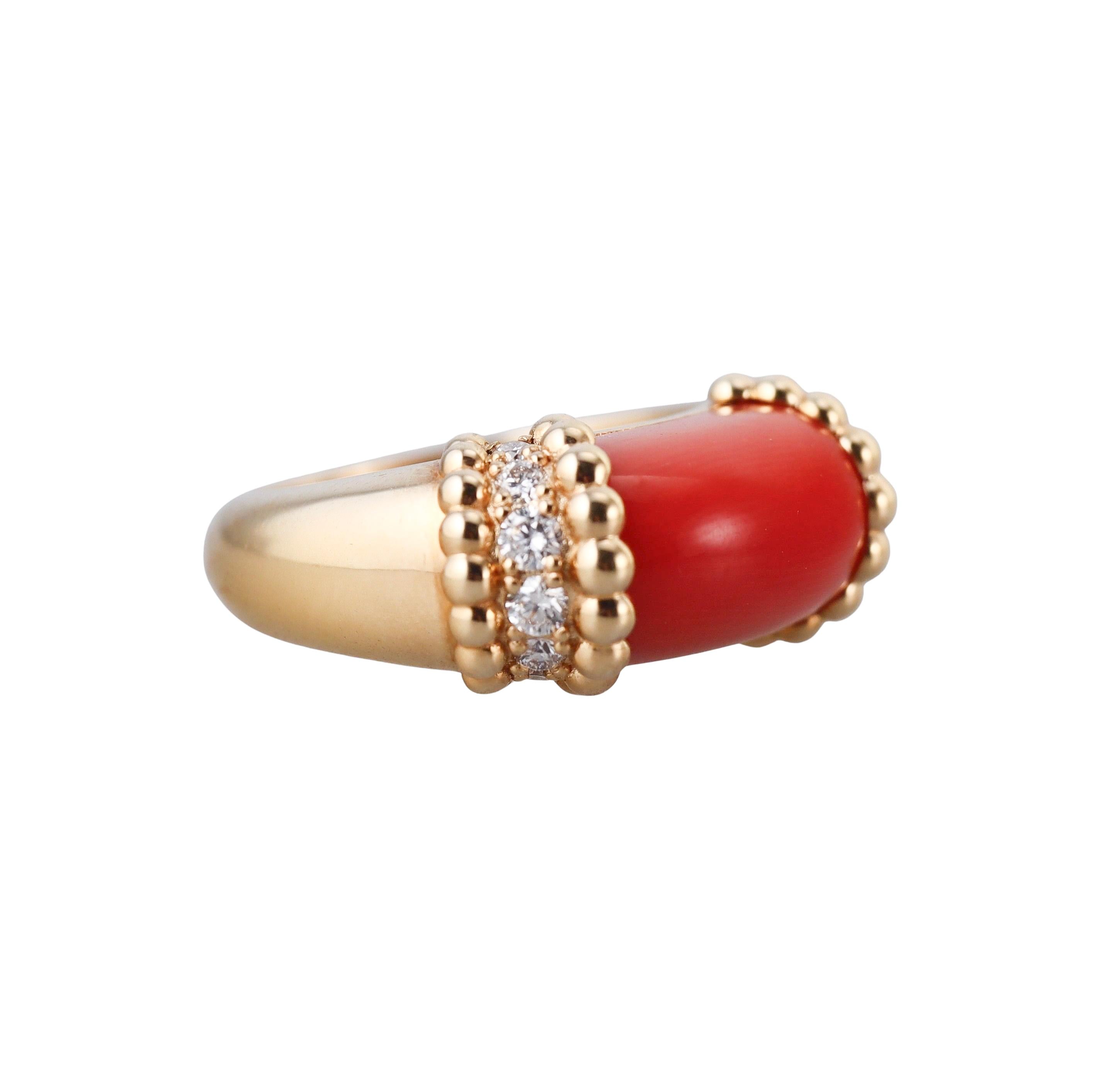 Van Cleef  Arpels Perlee Couleurs Coral Diamond Ring