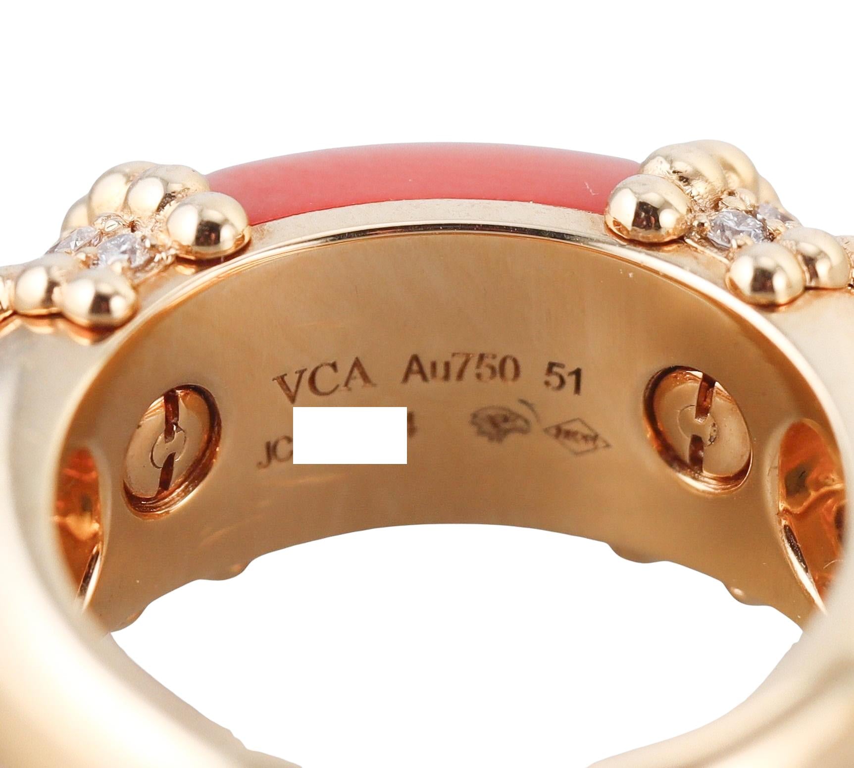 Van Cleef Arpels Perlee Couleurs Coral Diamond Ring