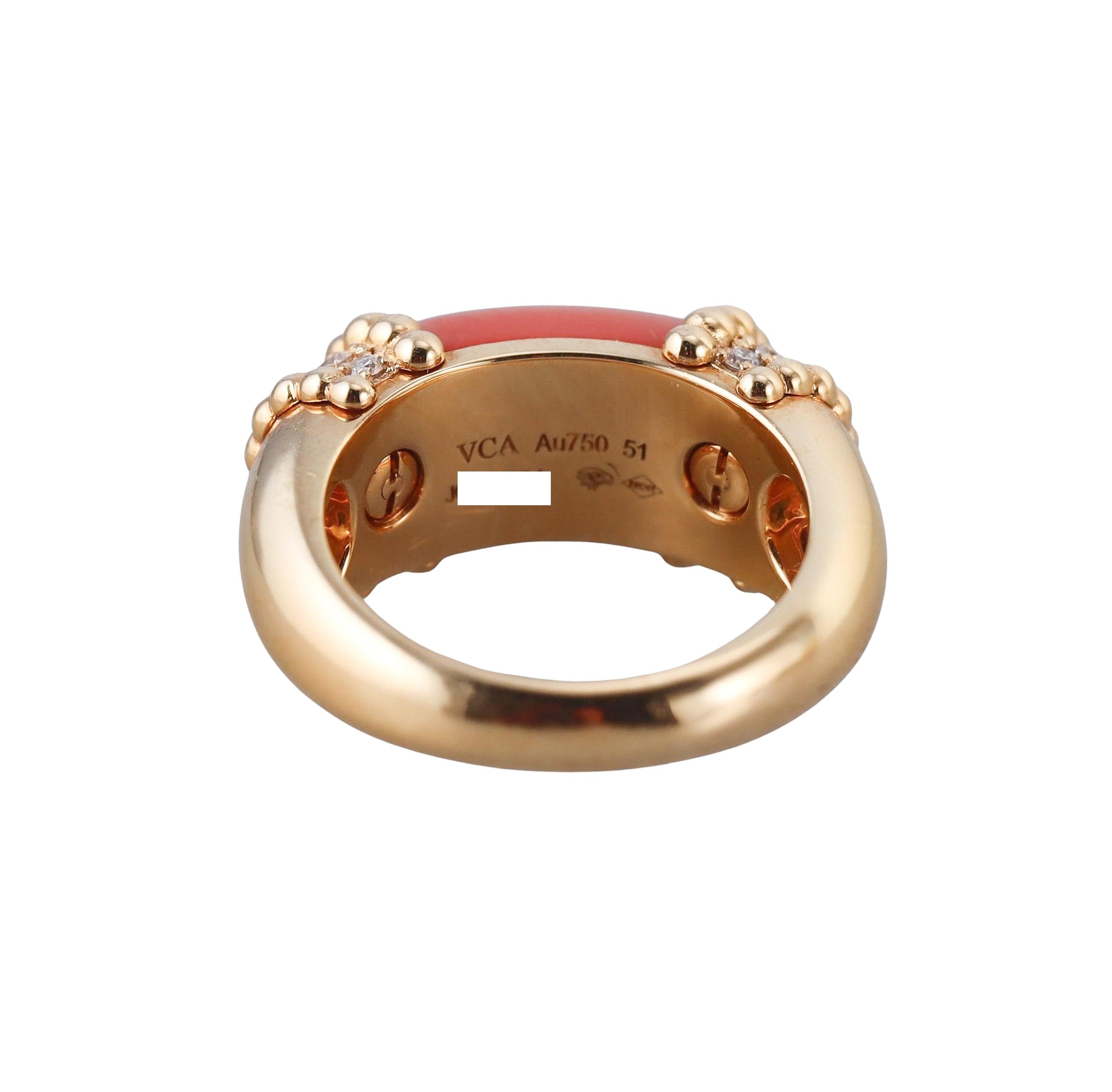 Van Cleef Arpels Perlee Couleurs Coral Diamond Ring