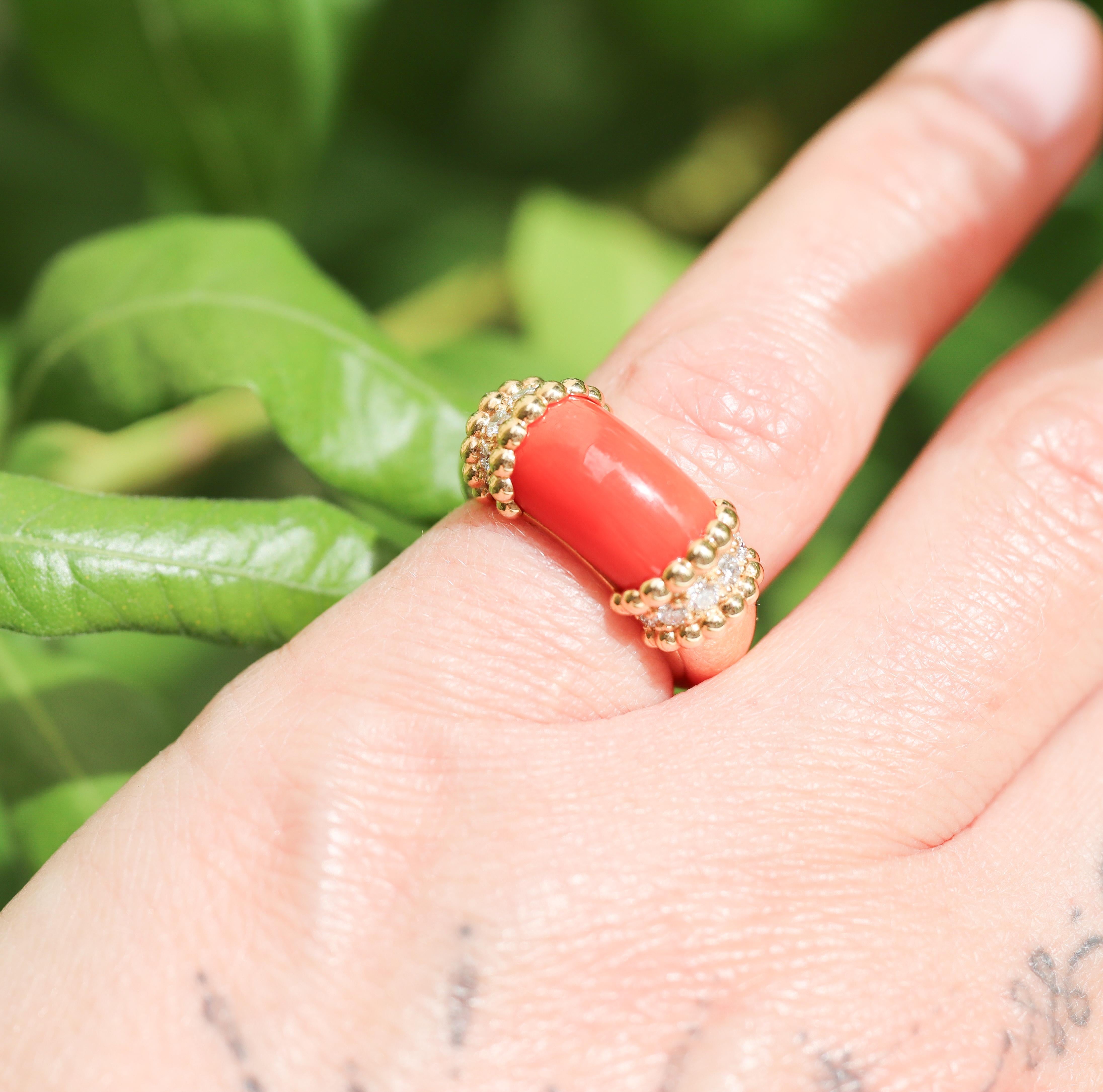 Van Cleef  Arpels Perlee Couleurs Coral Diamond Ring