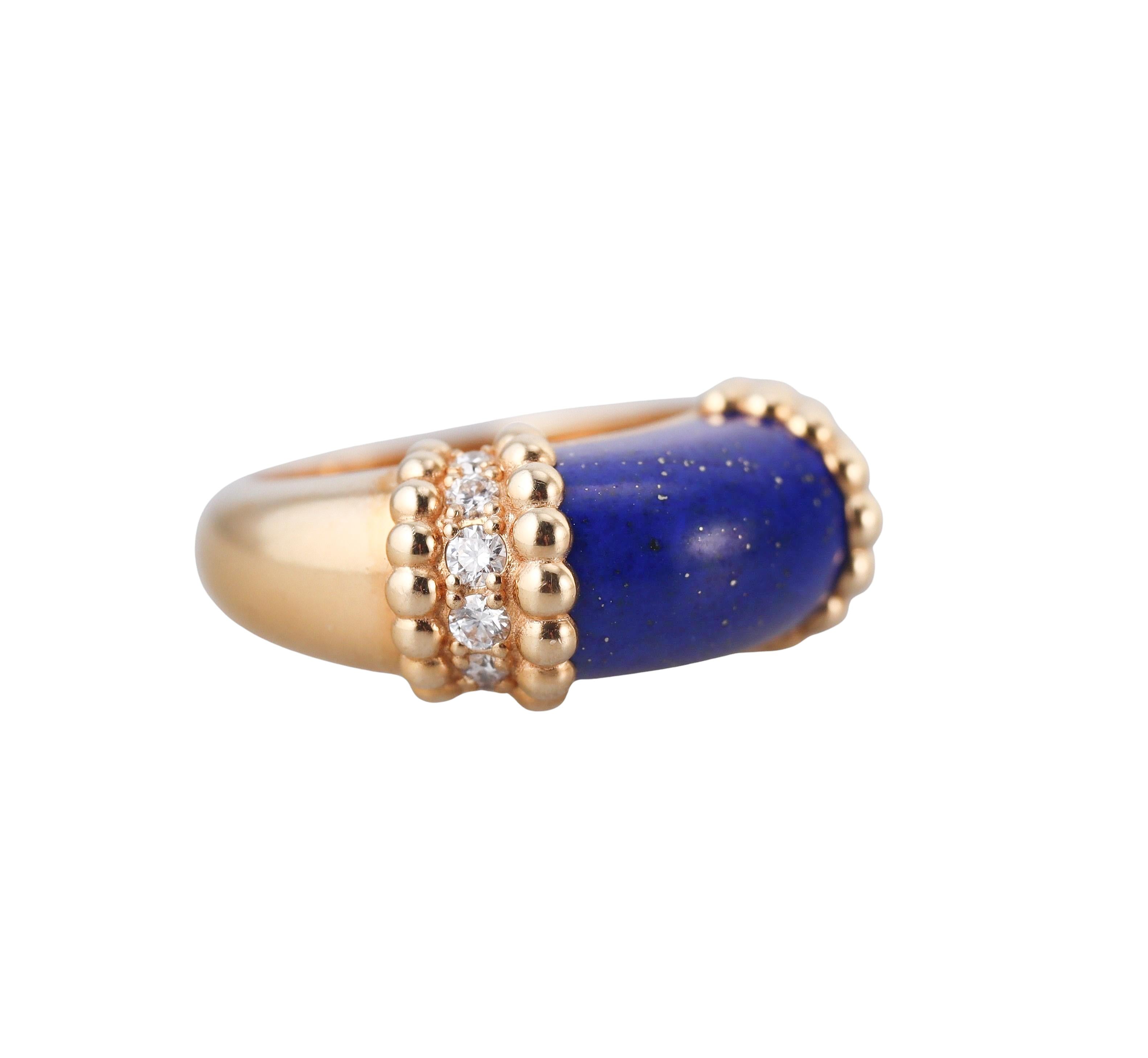 Van Cleef Arpels Perlee Couleurs Lapis Diamond Ring