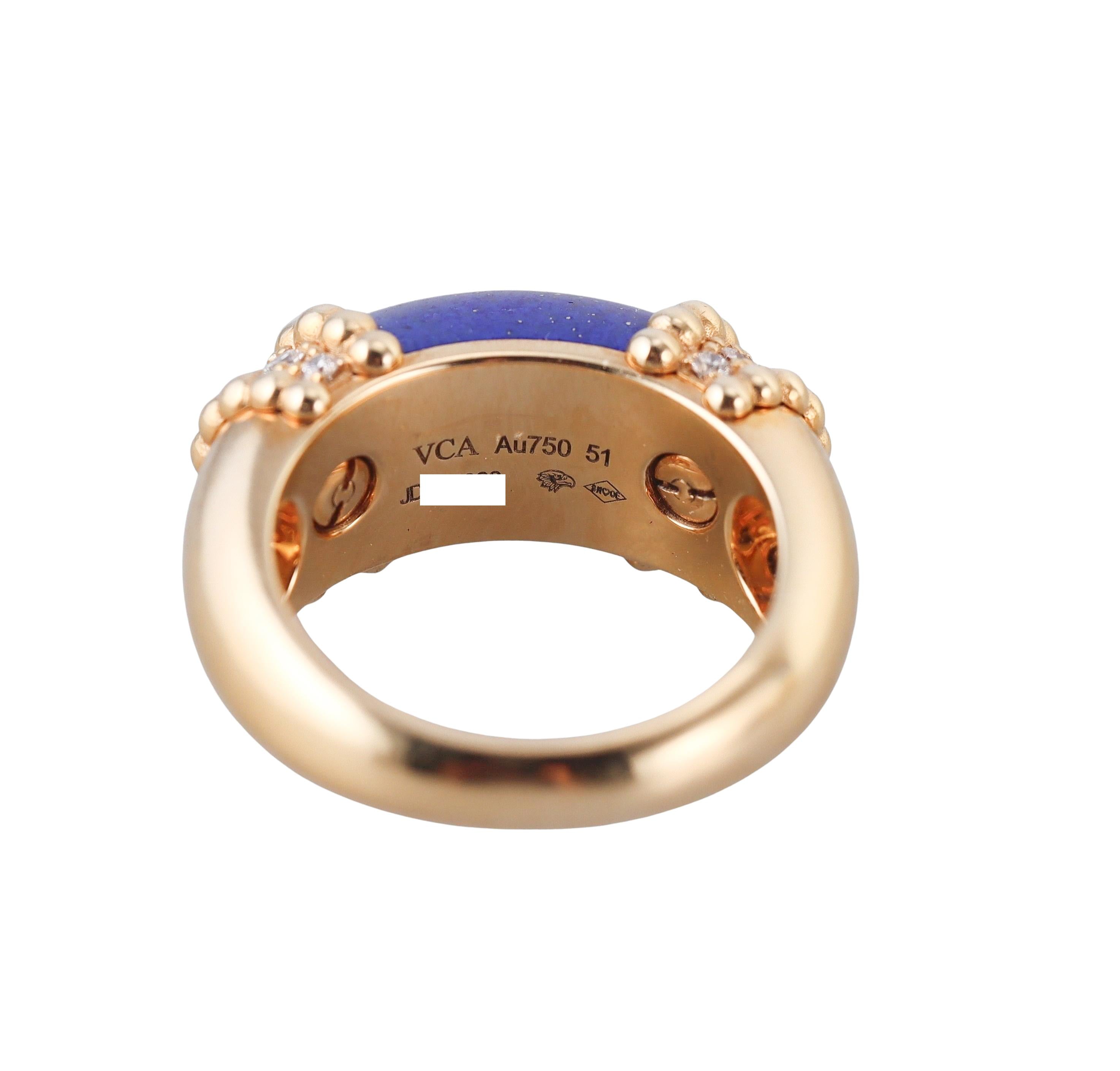 Van Cleef Arpels Perlee Couleurs Lapis Diamond Ring