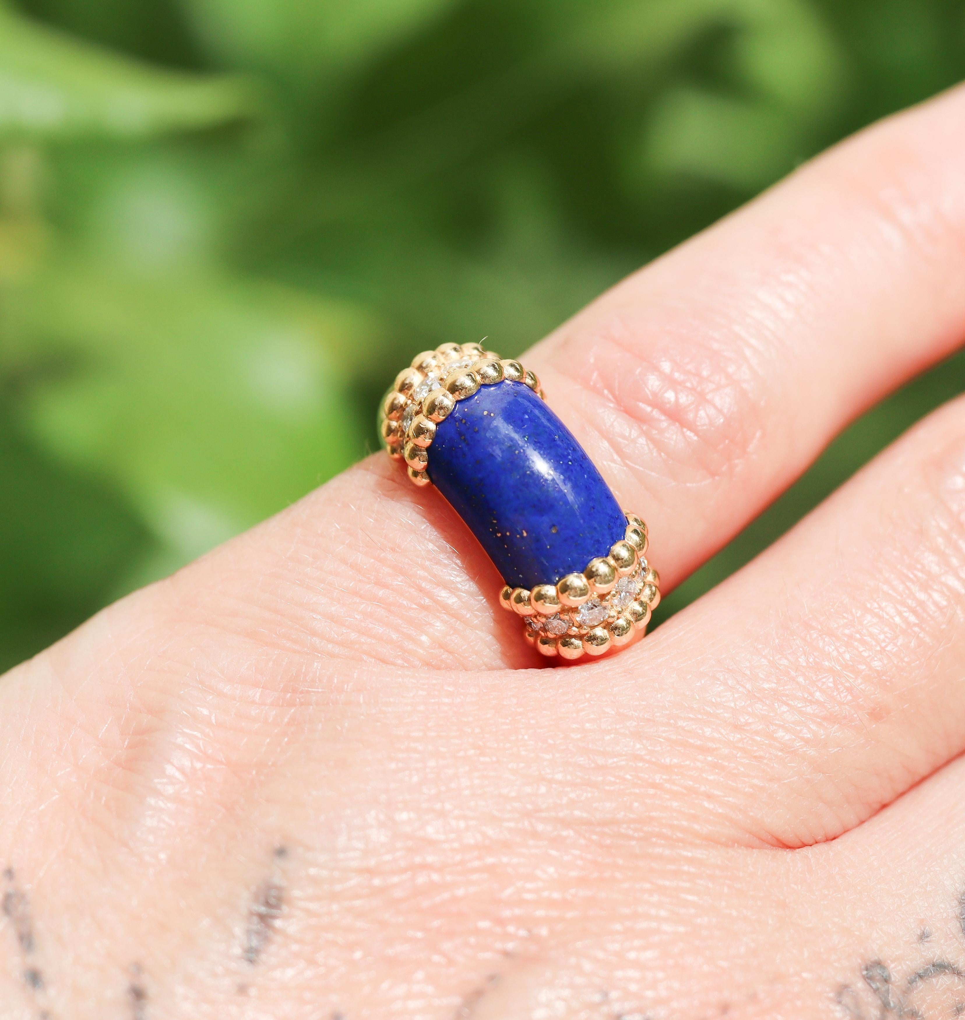 Van Cleef Arpels Perlee Couleurs Lapis Diamond Ring