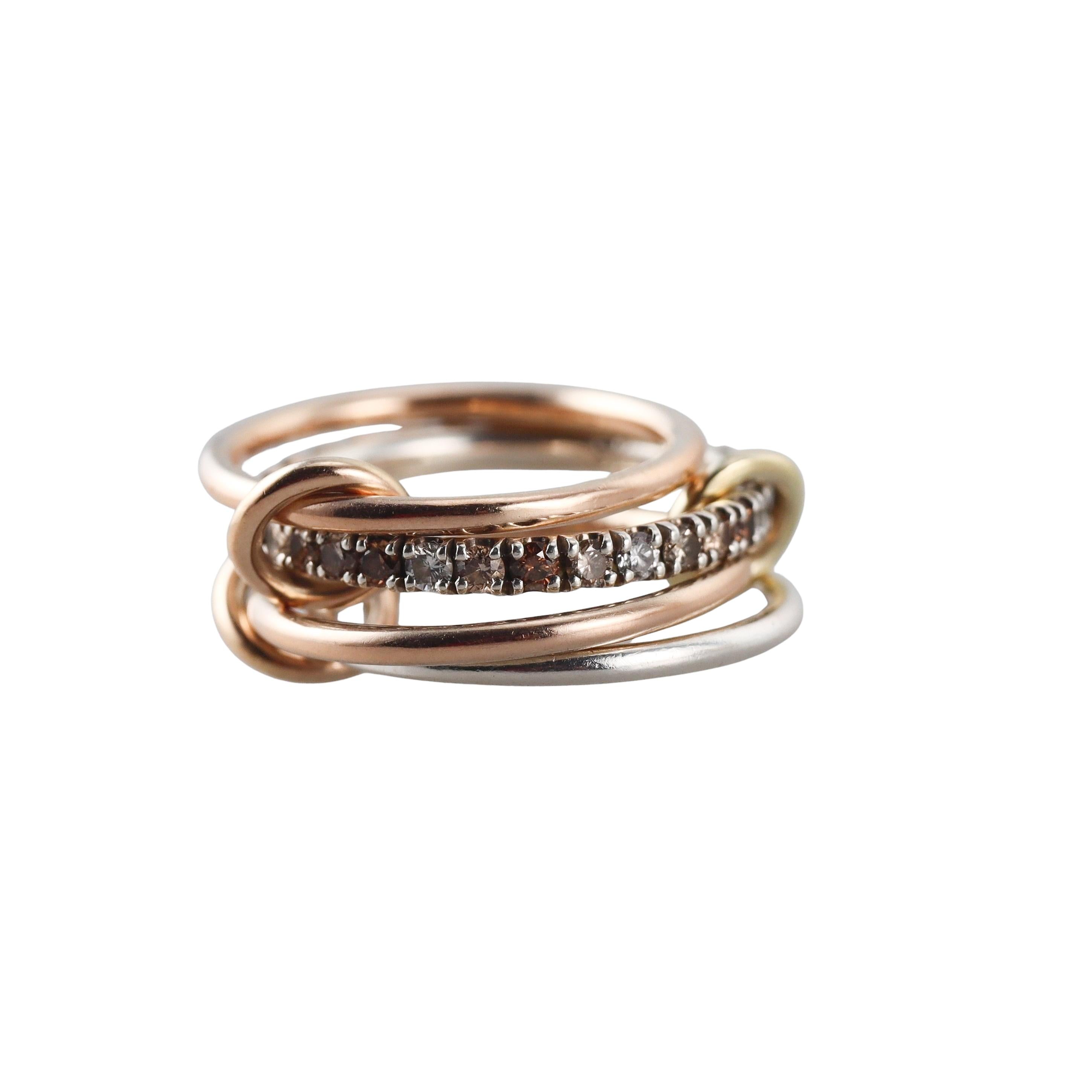 Spinelli Kilcollin Gold Silver Diamond Linked Ring