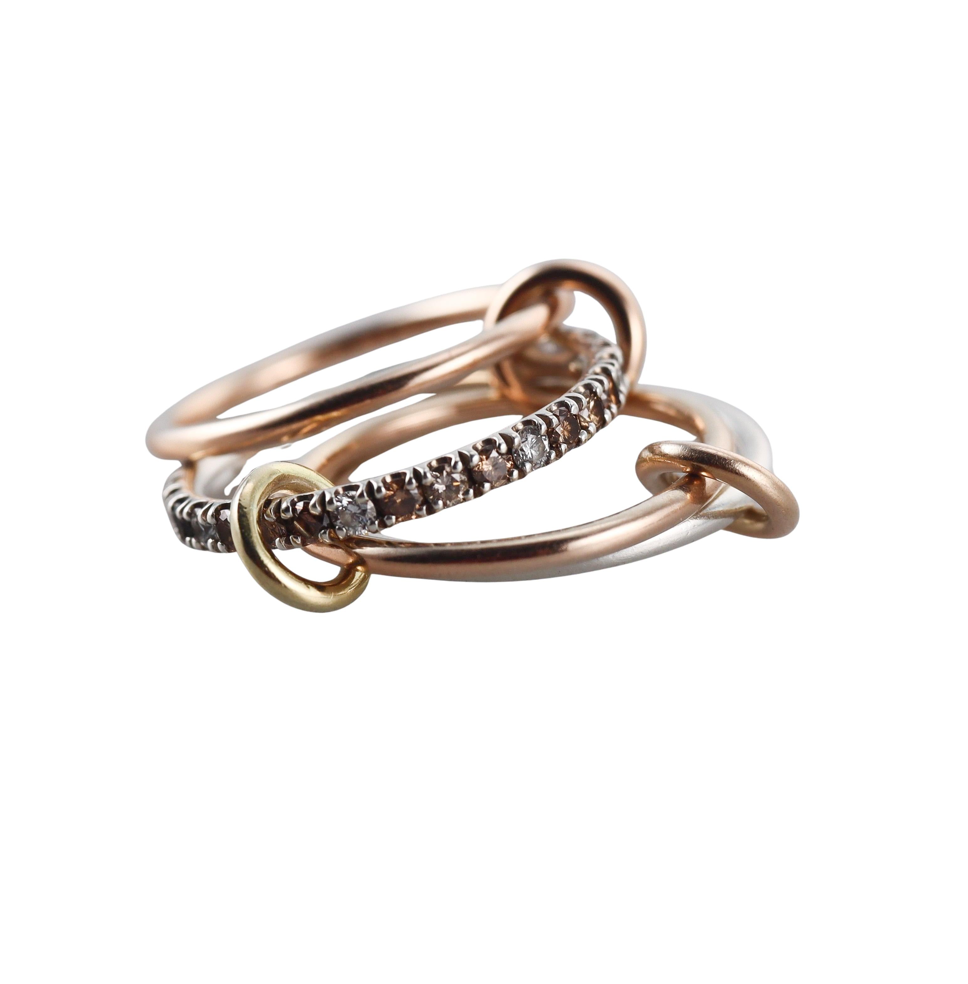 Spinelli Kilcollin Gold Silver Diamond Linked Ring