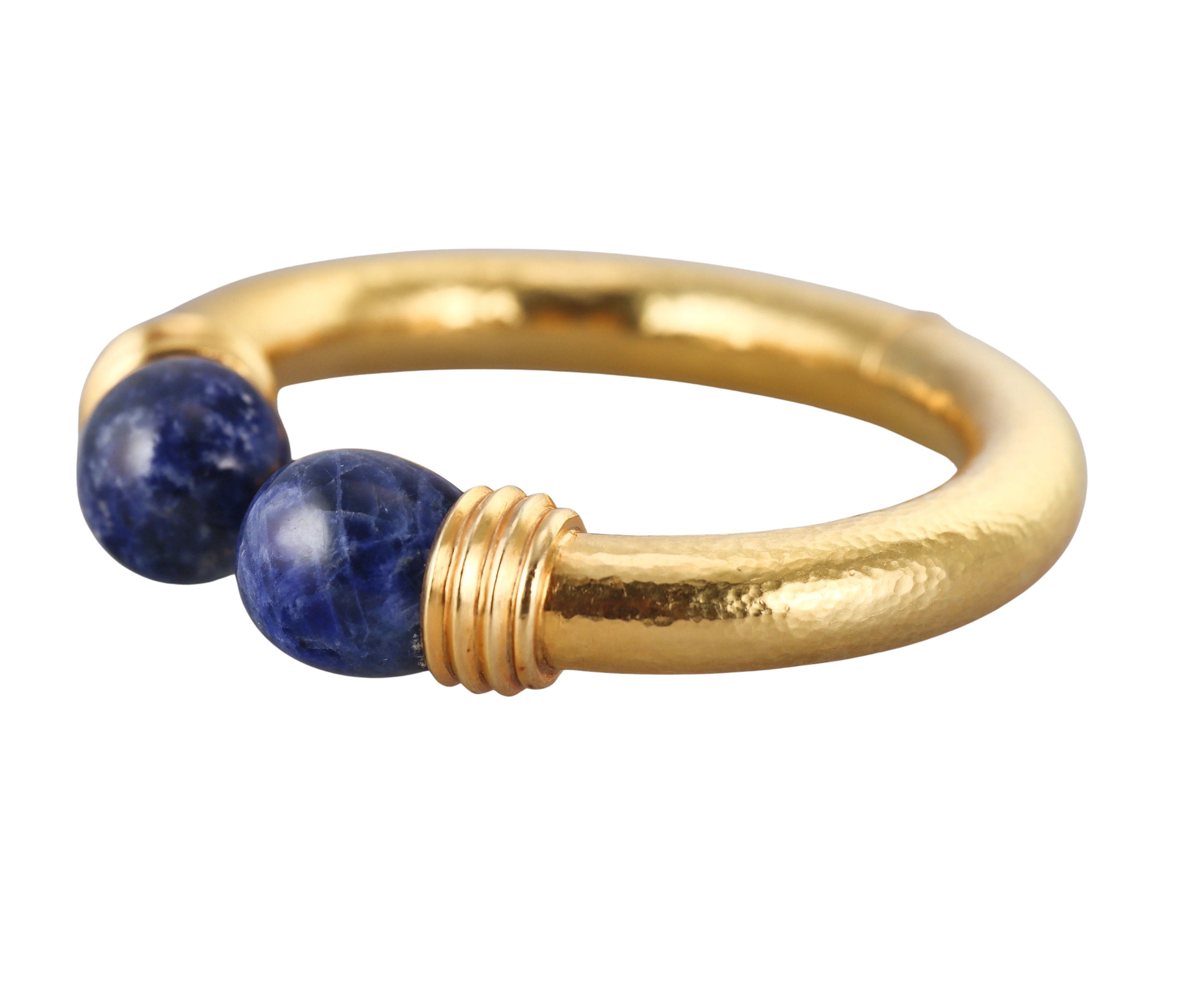 Lalaounis Greece Yellow Gold Sodalite Cuff Bracelet