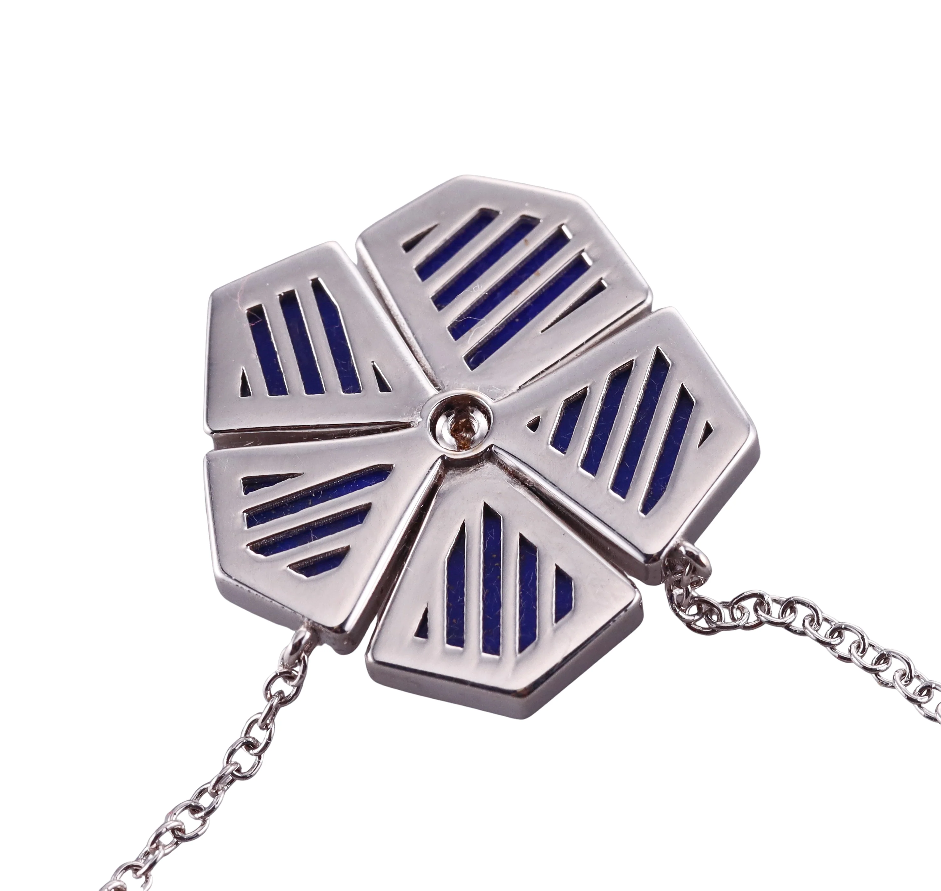 Giloro White Gold Diamond Lapis Pendant Necklace