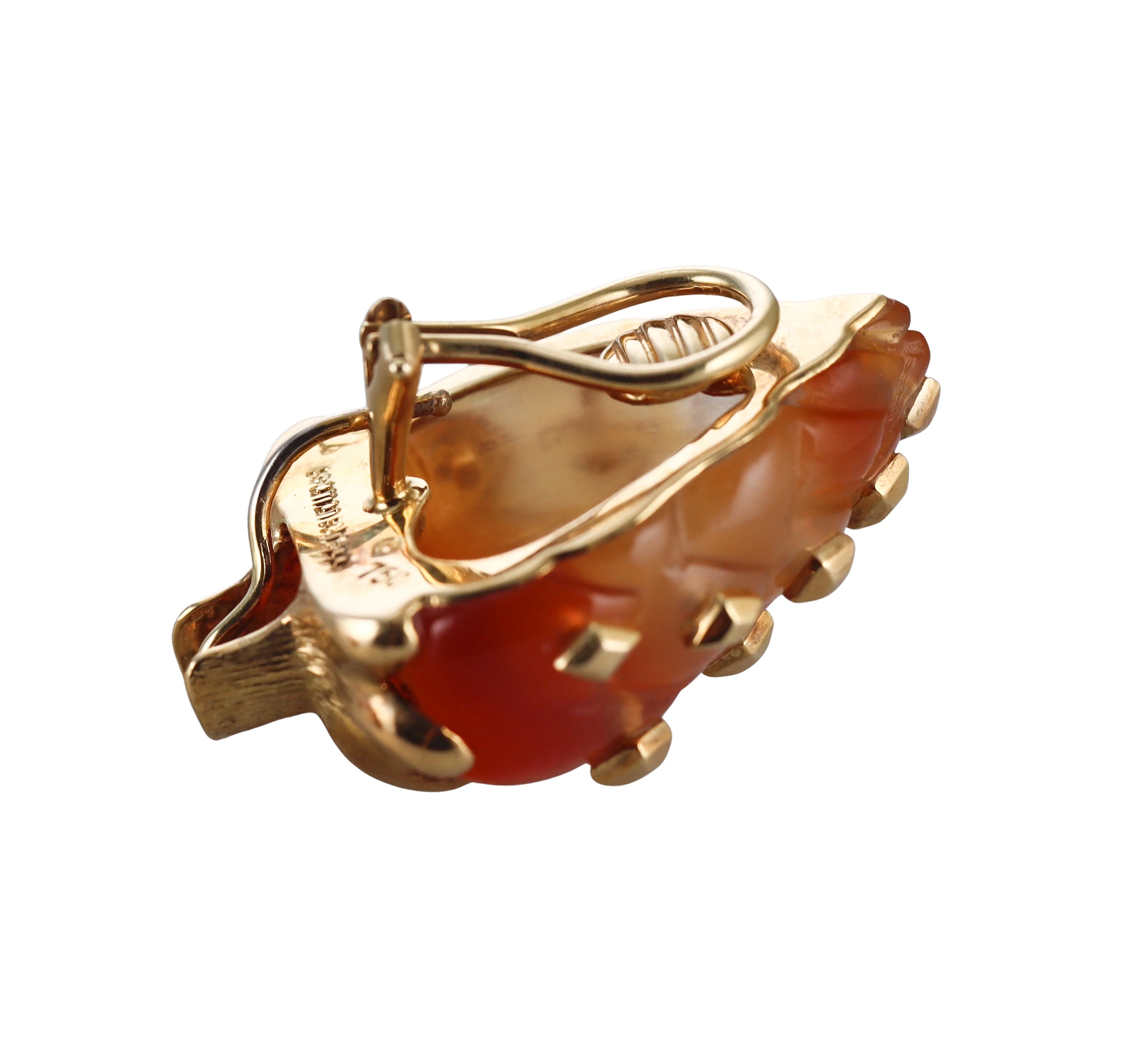 Seaman Schepps Gold Carnelian Artichoke Earrings