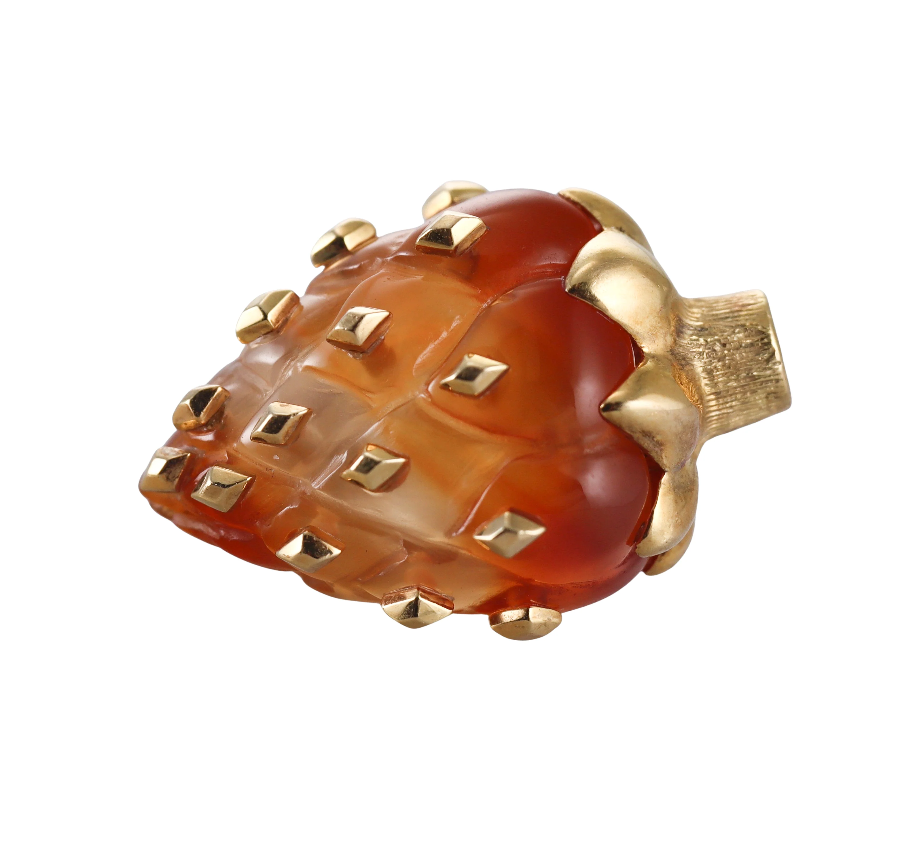 Seaman Schepps Gold Carnelian Artichoke Earrings
