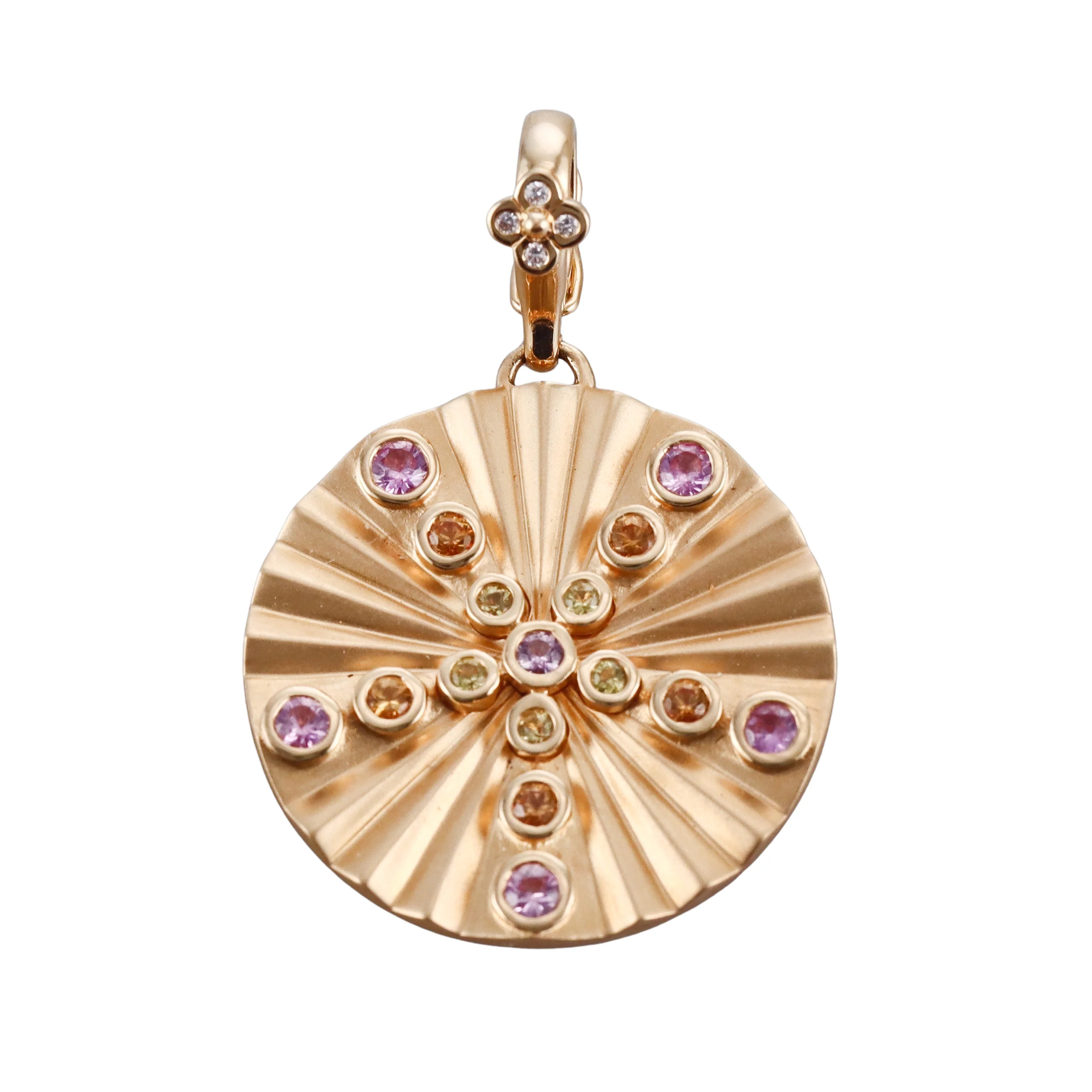 Orly Marcel Gold Multi Color Sapphire Diamond Shine Pendant