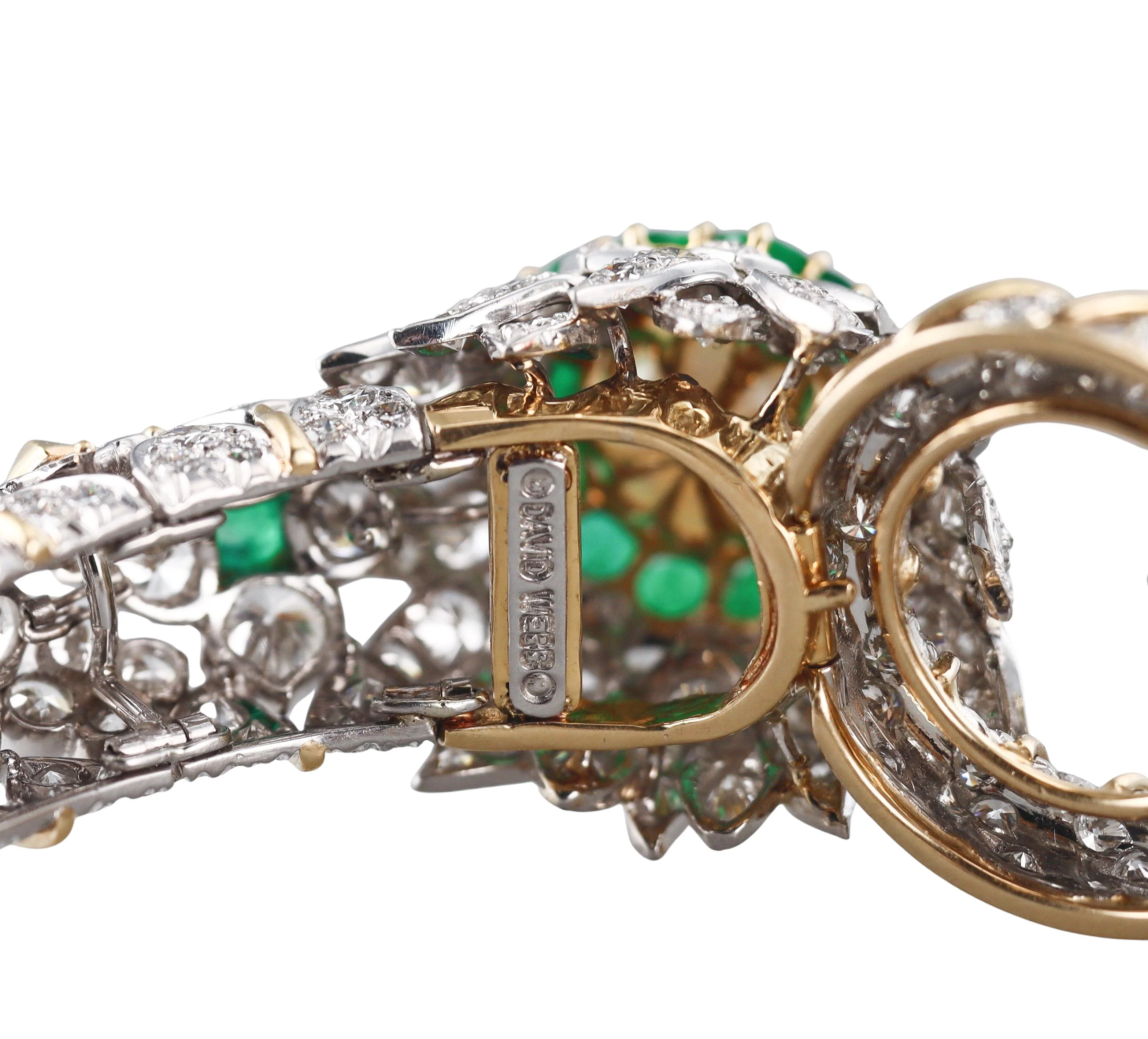 David Webb 27 Carat Diamond Emerald Pearl Gold Platinum Bracelet