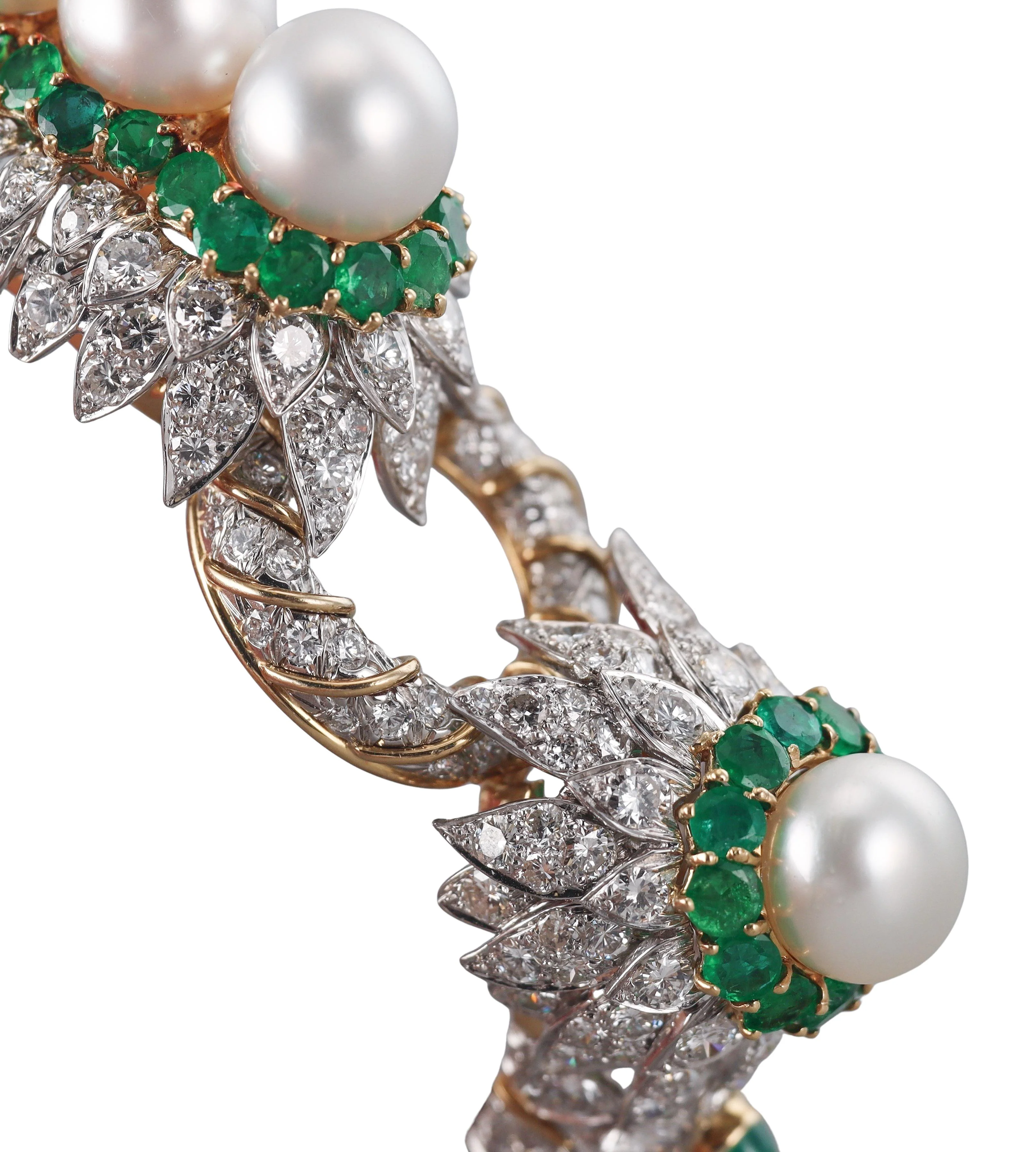 David Webb 27 Carat Diamond Emerald Pearl Gold Platinum Bracelet