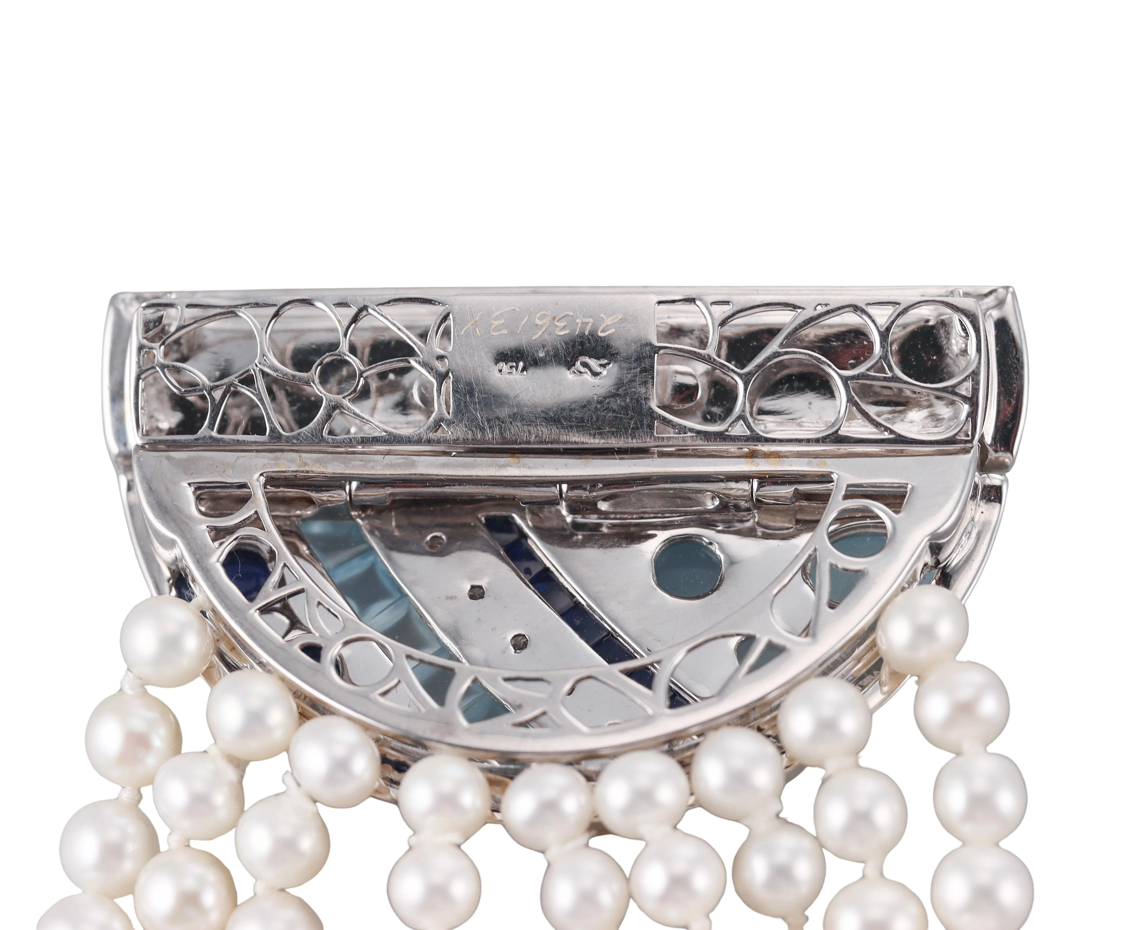 Seaman Schepps Sapphire Aquamarine Diamond Pearl Gold Bracelet