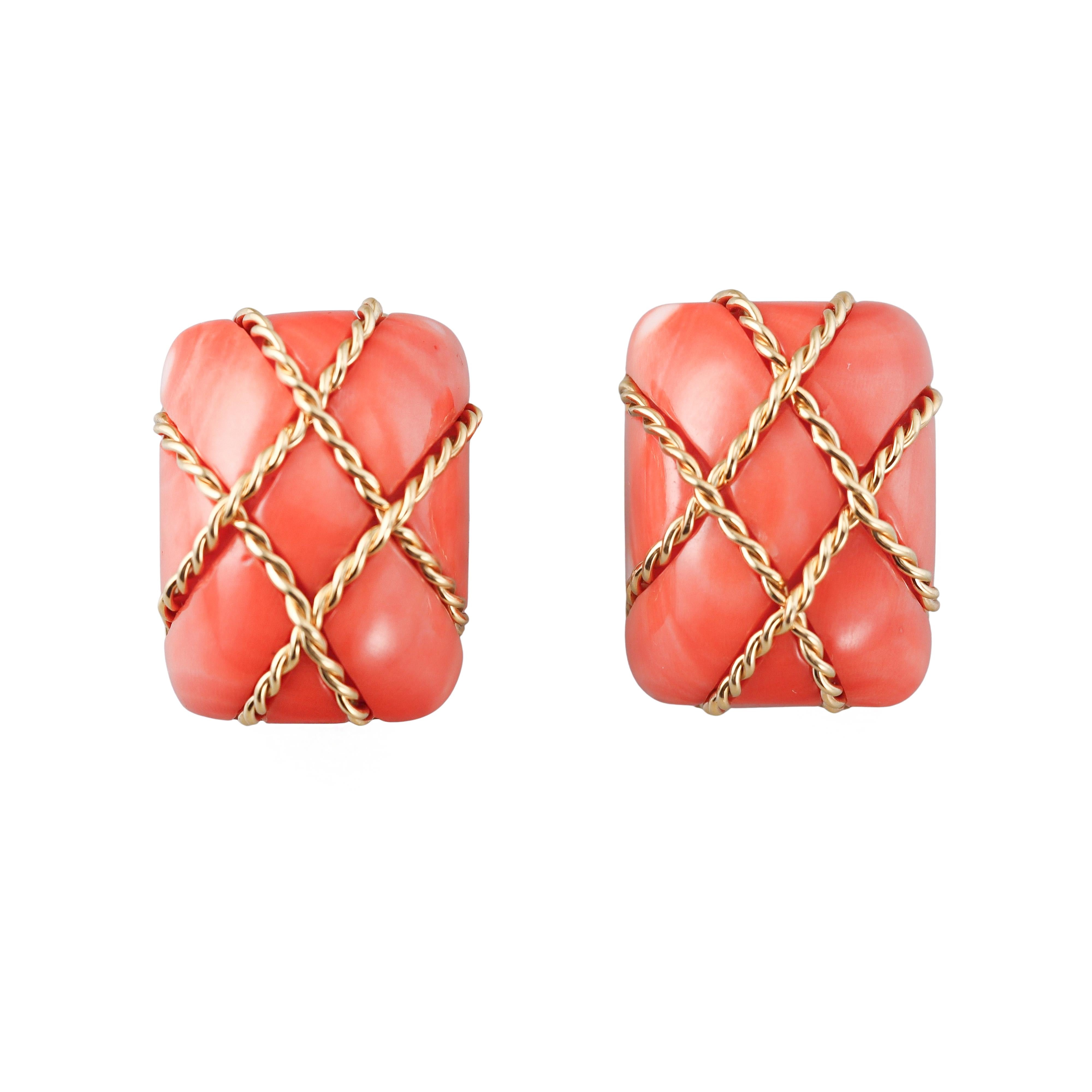 Seaman Schepps Cage Coral Gold Earrings