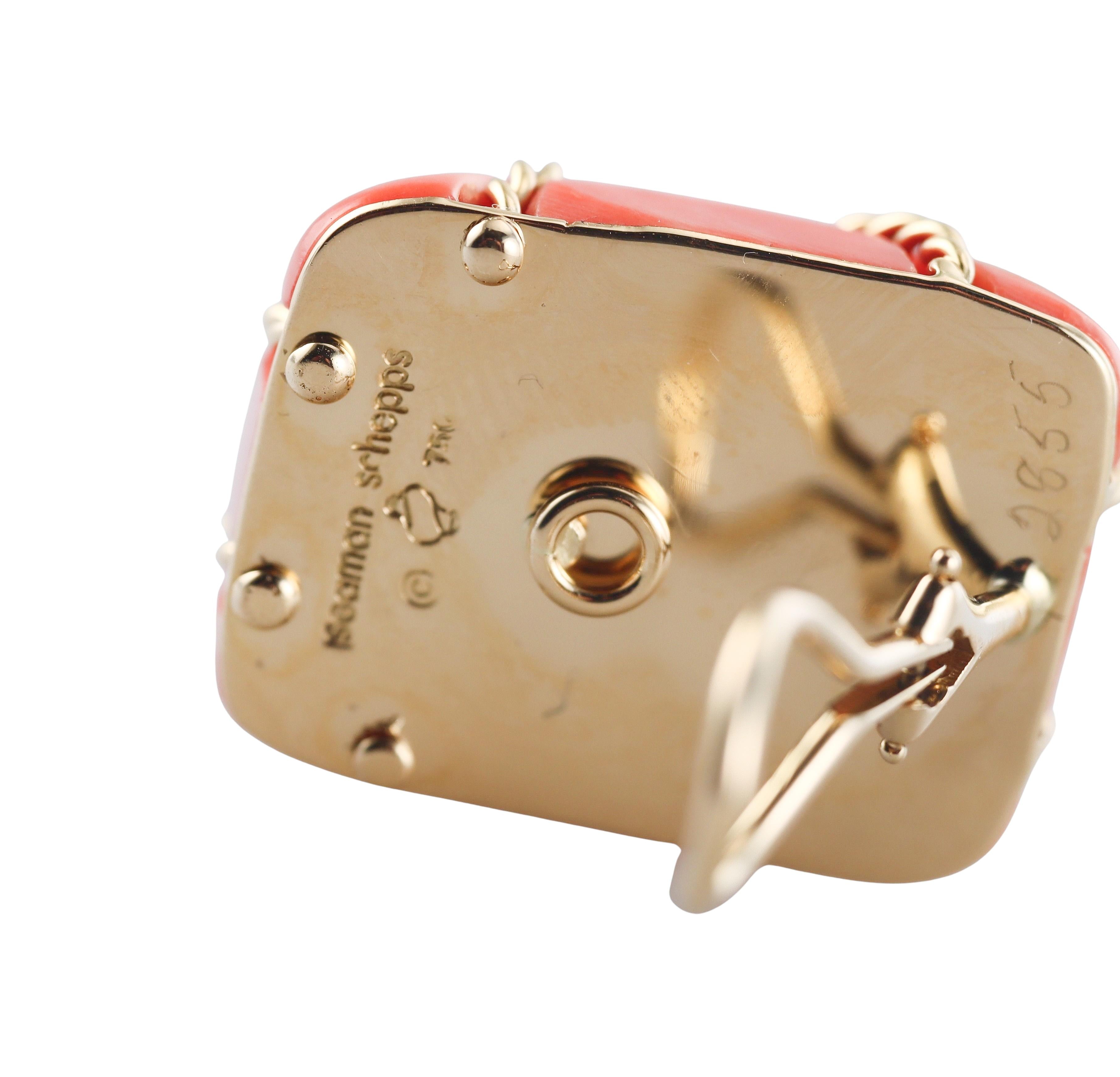 Seaman Schepps Cage Coral Gold Earrings