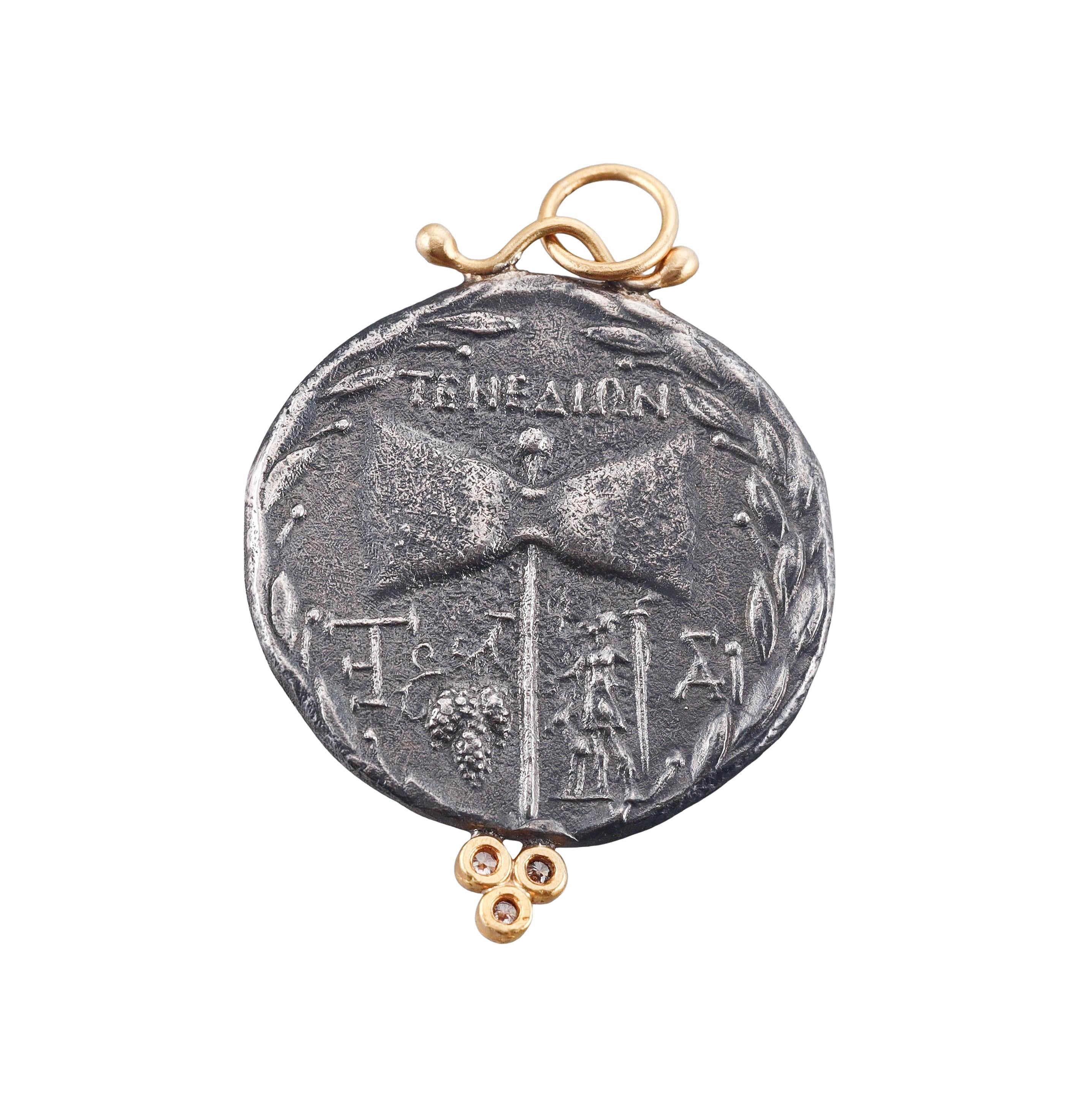 Ancient Inspired Silver Gold Diamond Zeus Hera Greek Tenedos Pendant