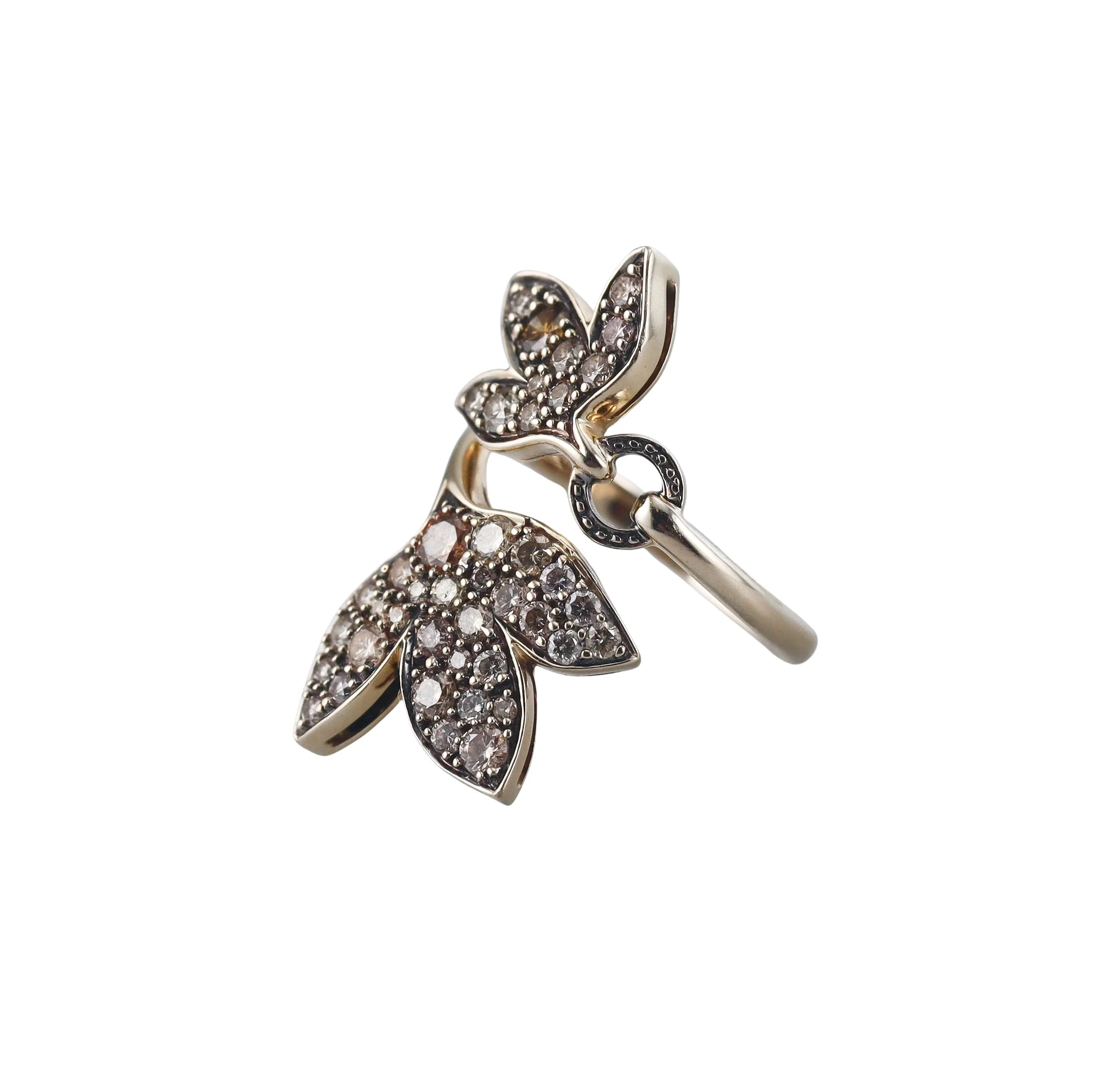 H. Stern Hera Fancy Diamond Gold Leaf Bypass Ring