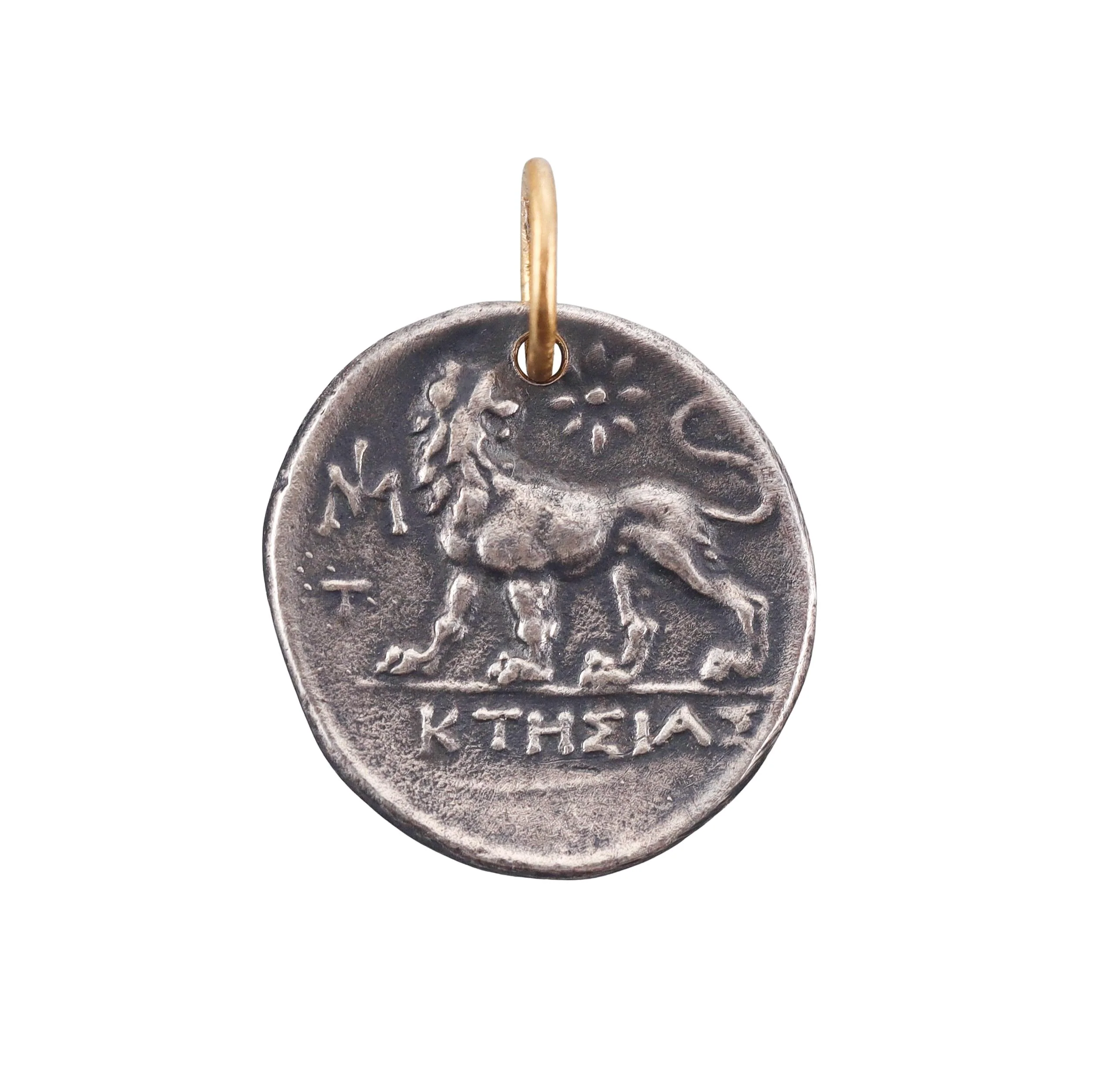 Ancient Inspired Silver Gold Ruby Greek Apollo Miletos Pendant