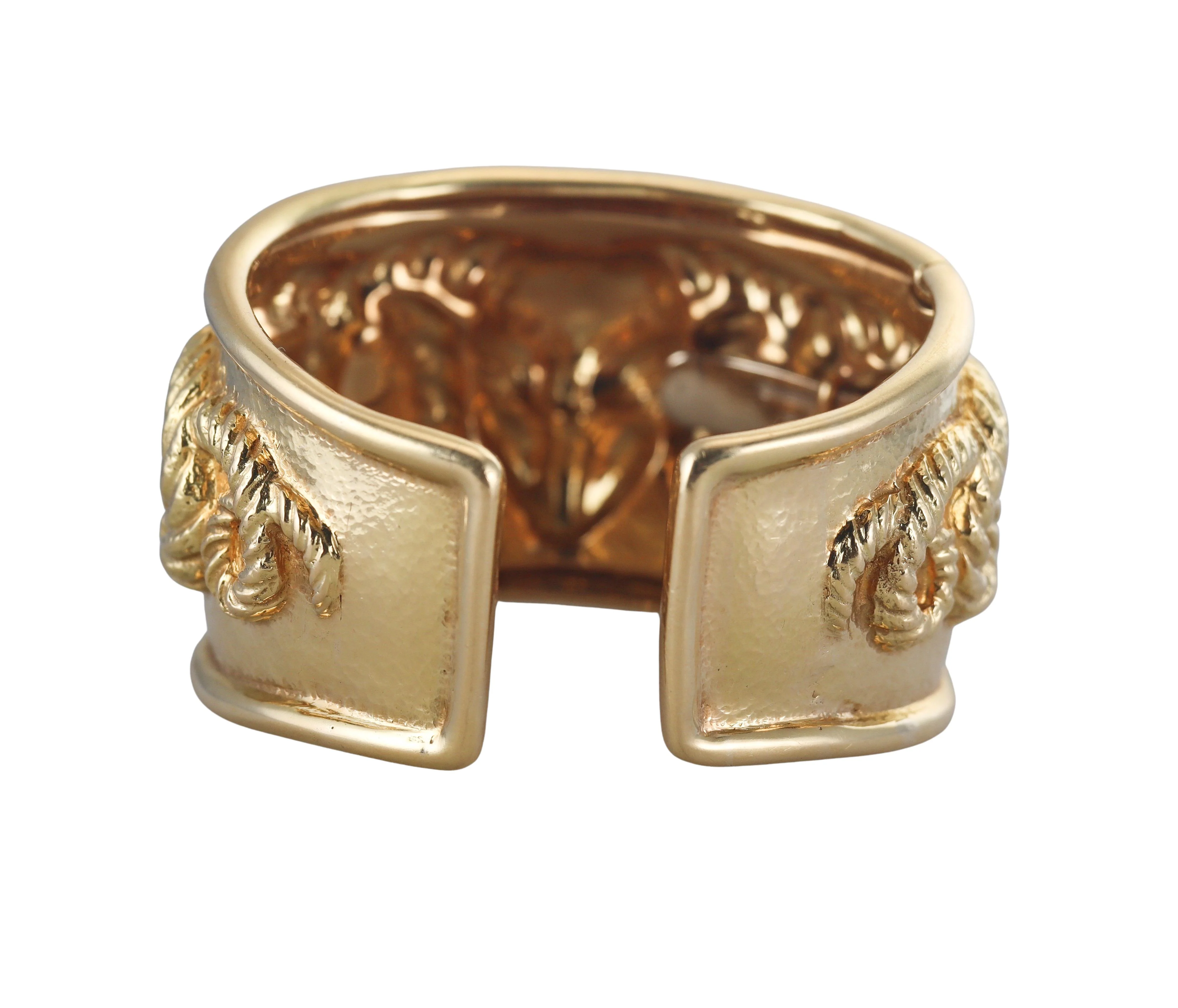 David Webb Repoussé Rams Head Cuff Bracelet