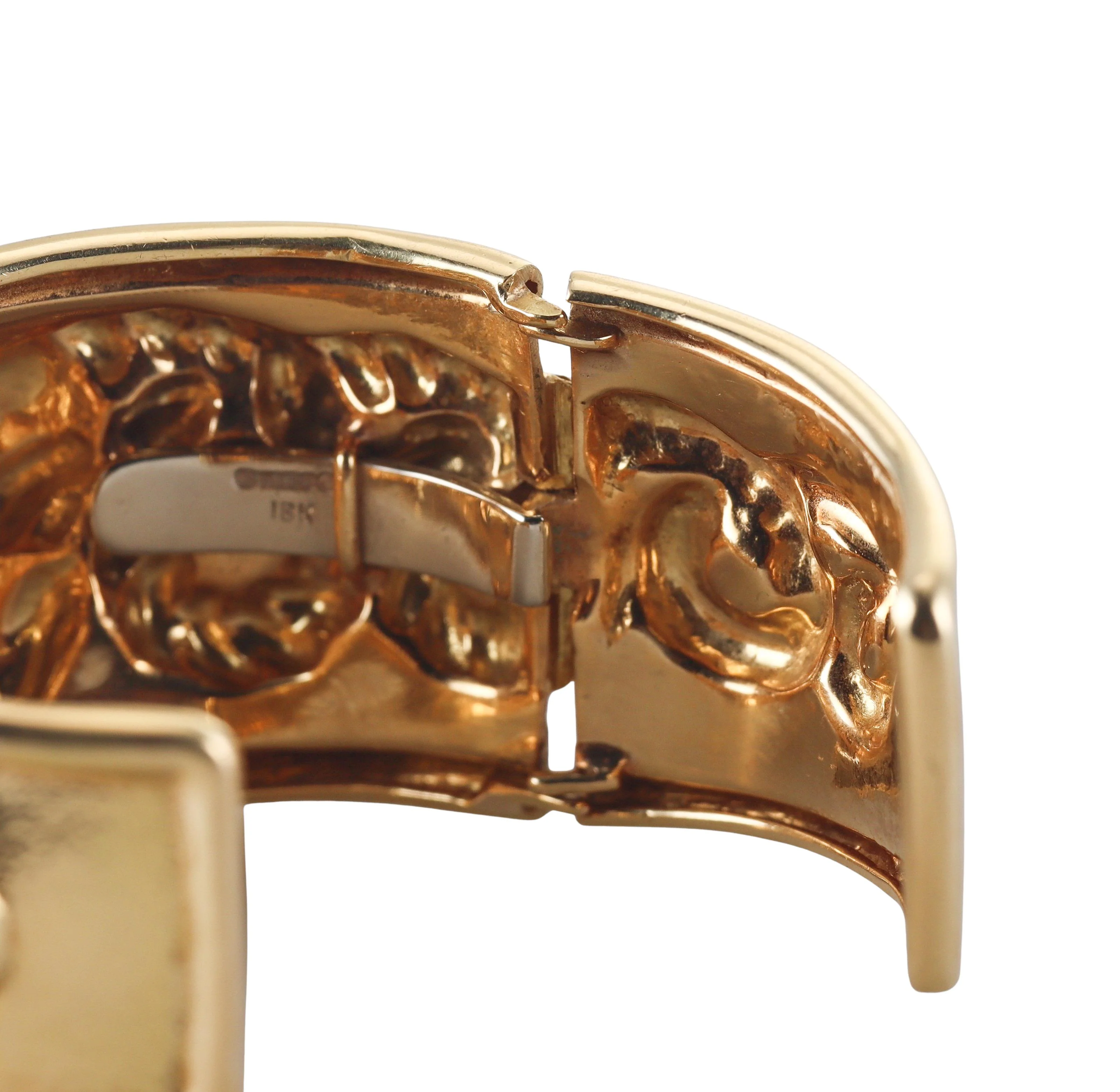 David Webb Repoussé Rams Head Cuff Bracelet