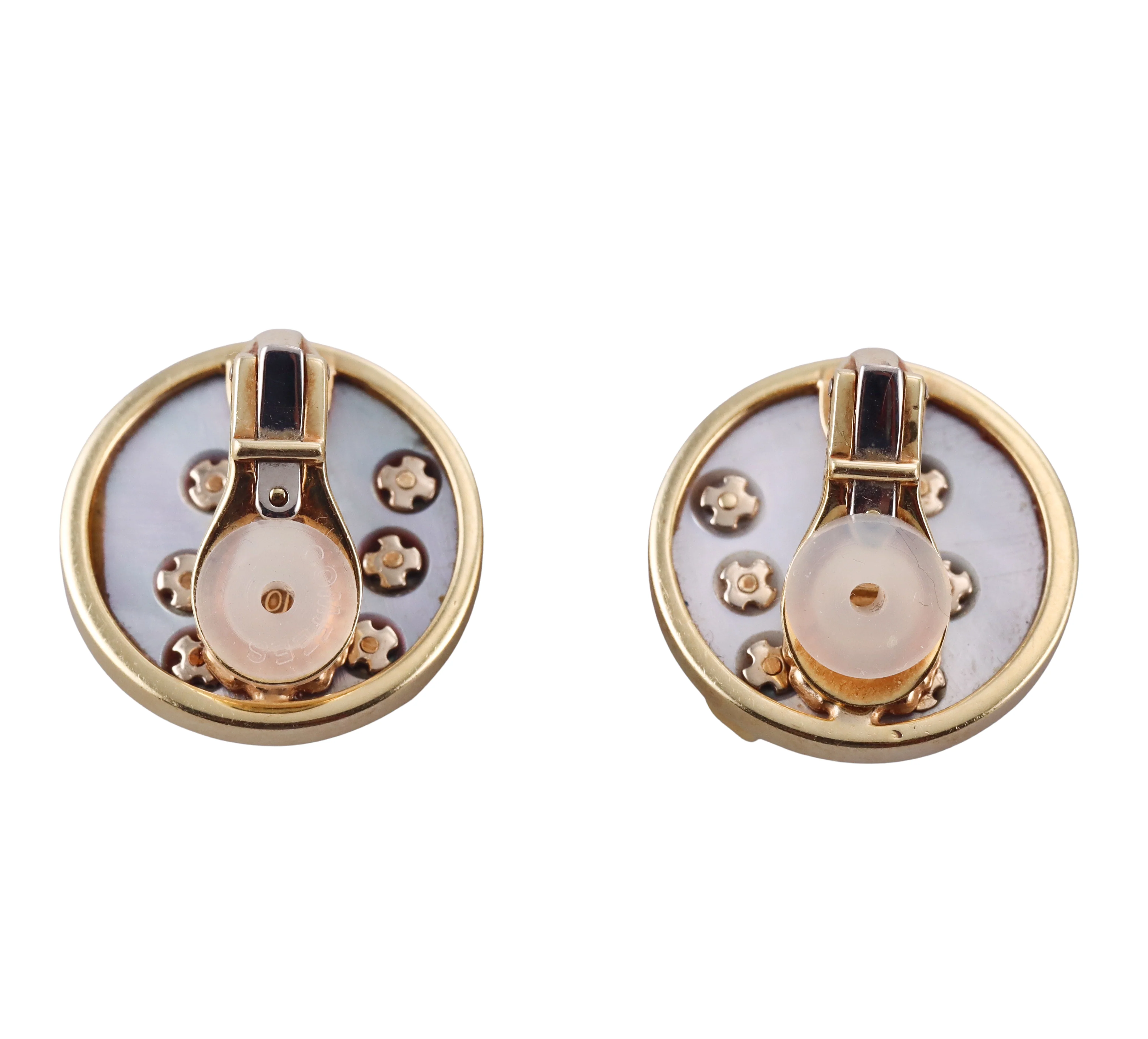 GemLok Diamond Abalone Gold Earrings