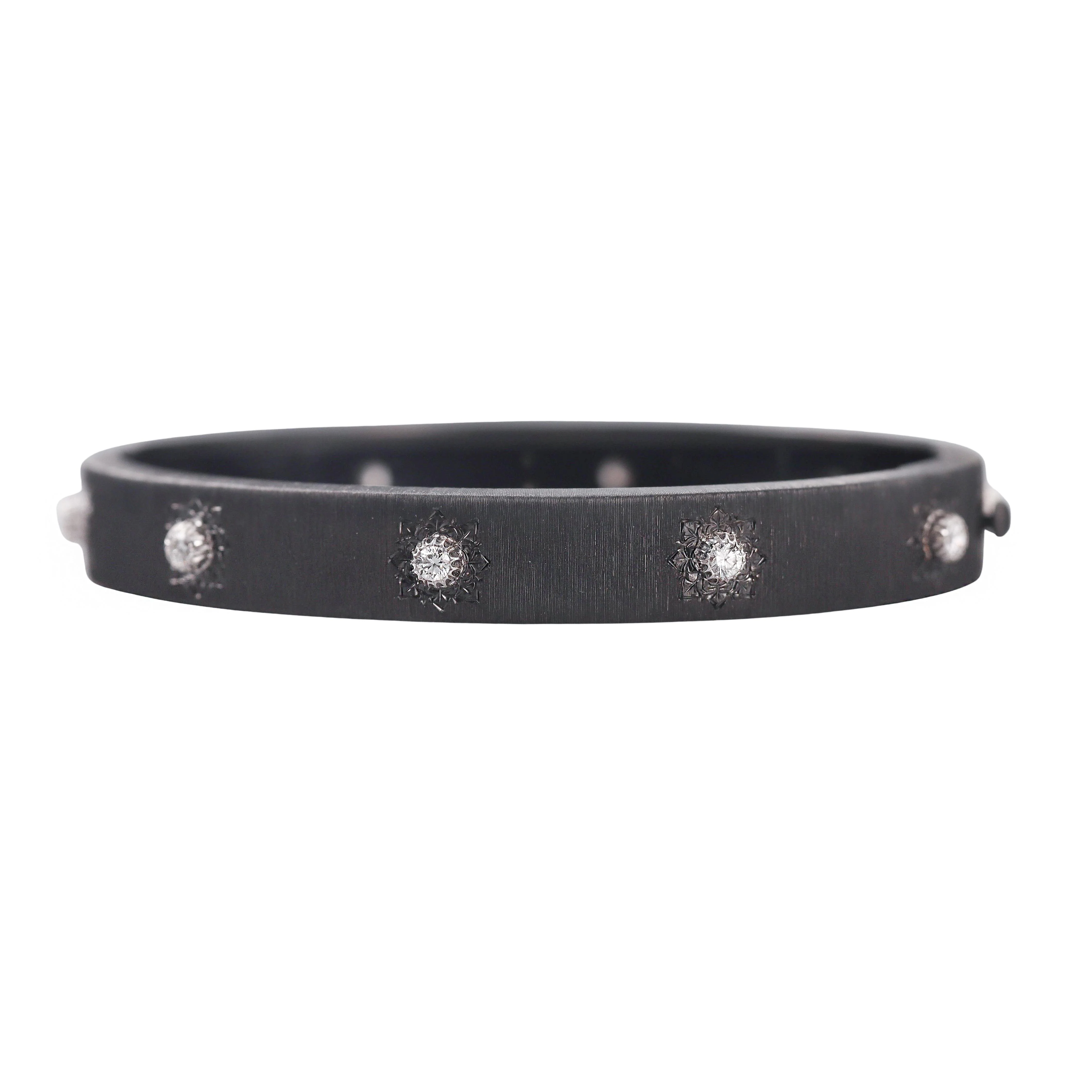 Buccellati Macri Classic Blackened Gold Diamond Bracelet