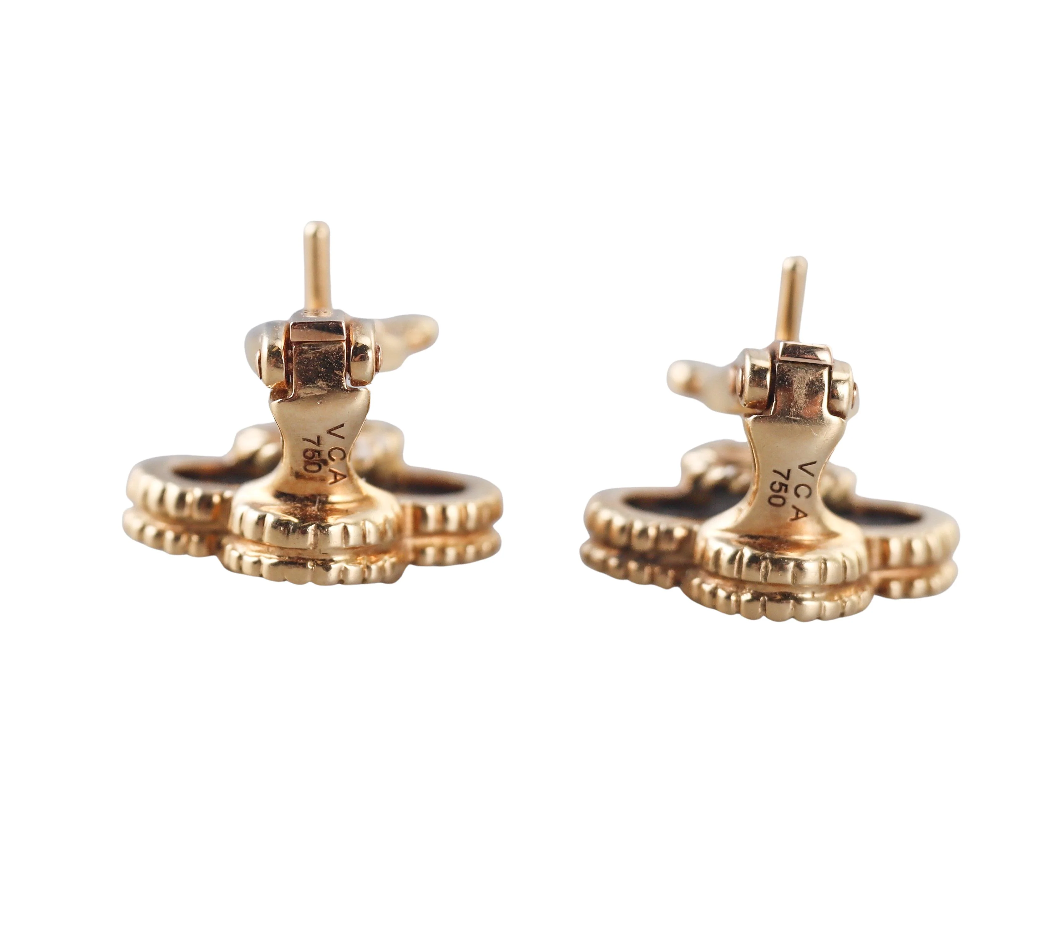 Van Cleef Arpels Vintage Alhambra Onyx Gold Earrings