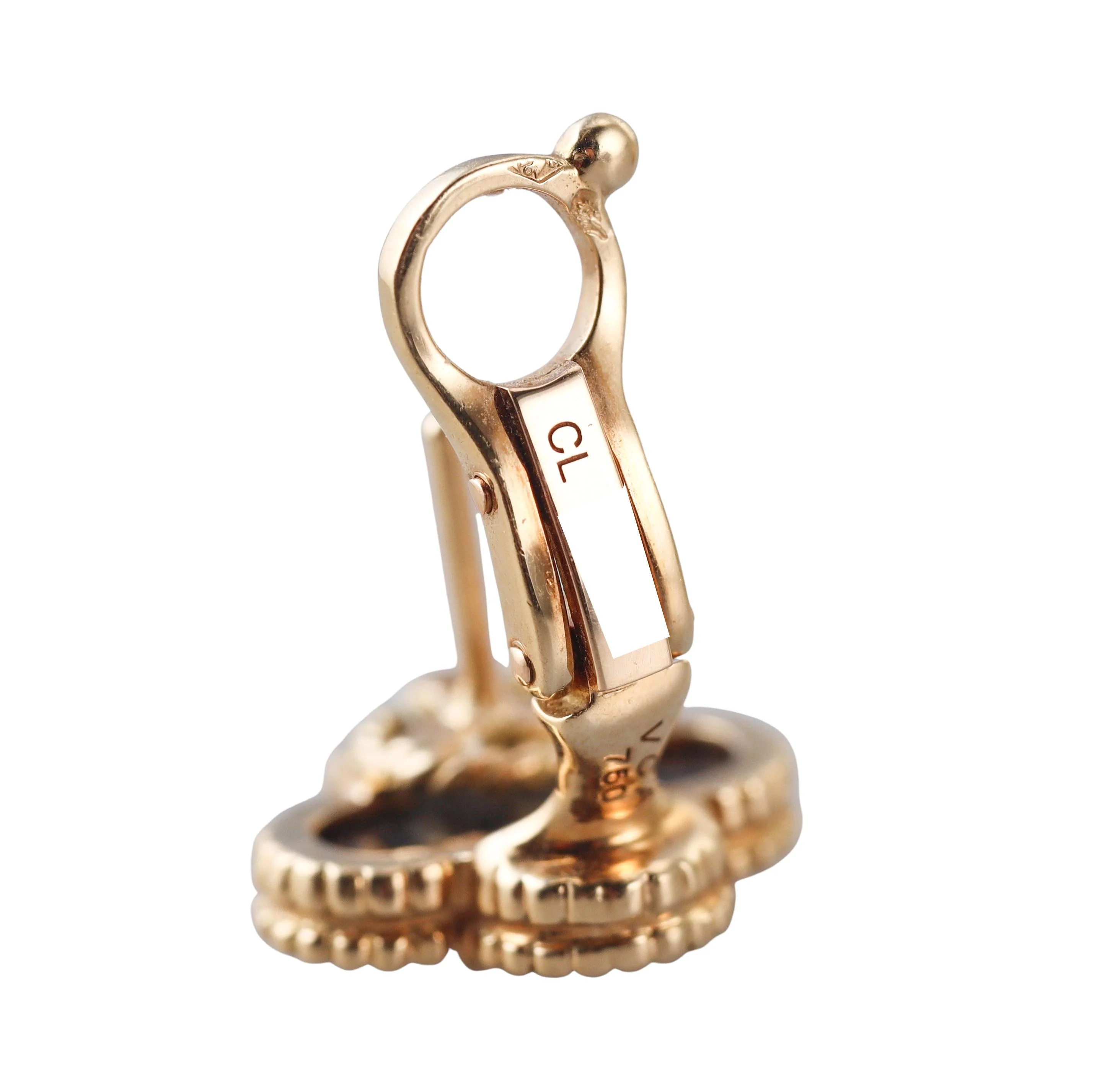 Van Cleef Arpels Vintage Alhambra Onyx Gold Earrings