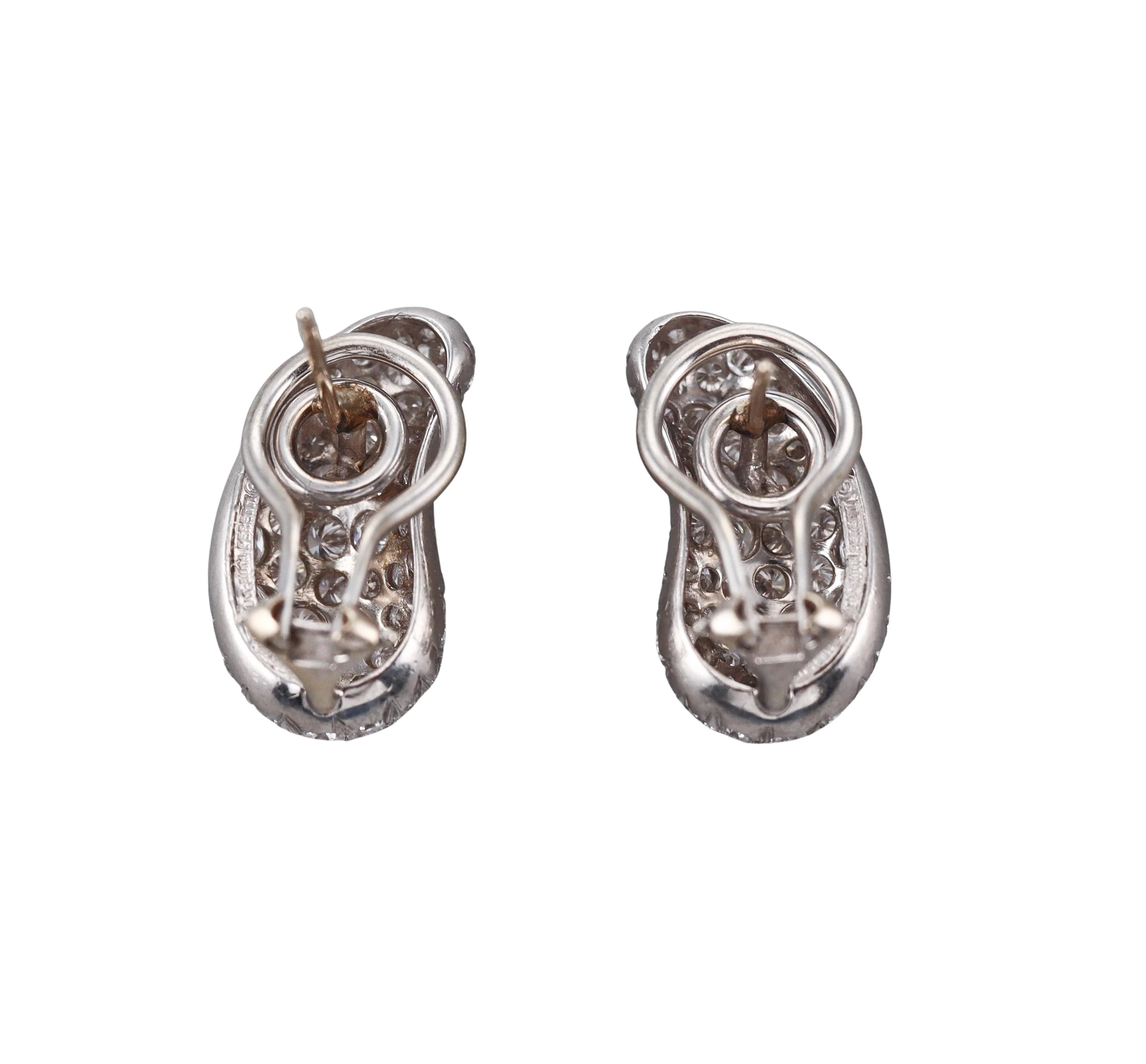 Tiffany Co Elsa Peretti Bean Platinum Diamond Earrings